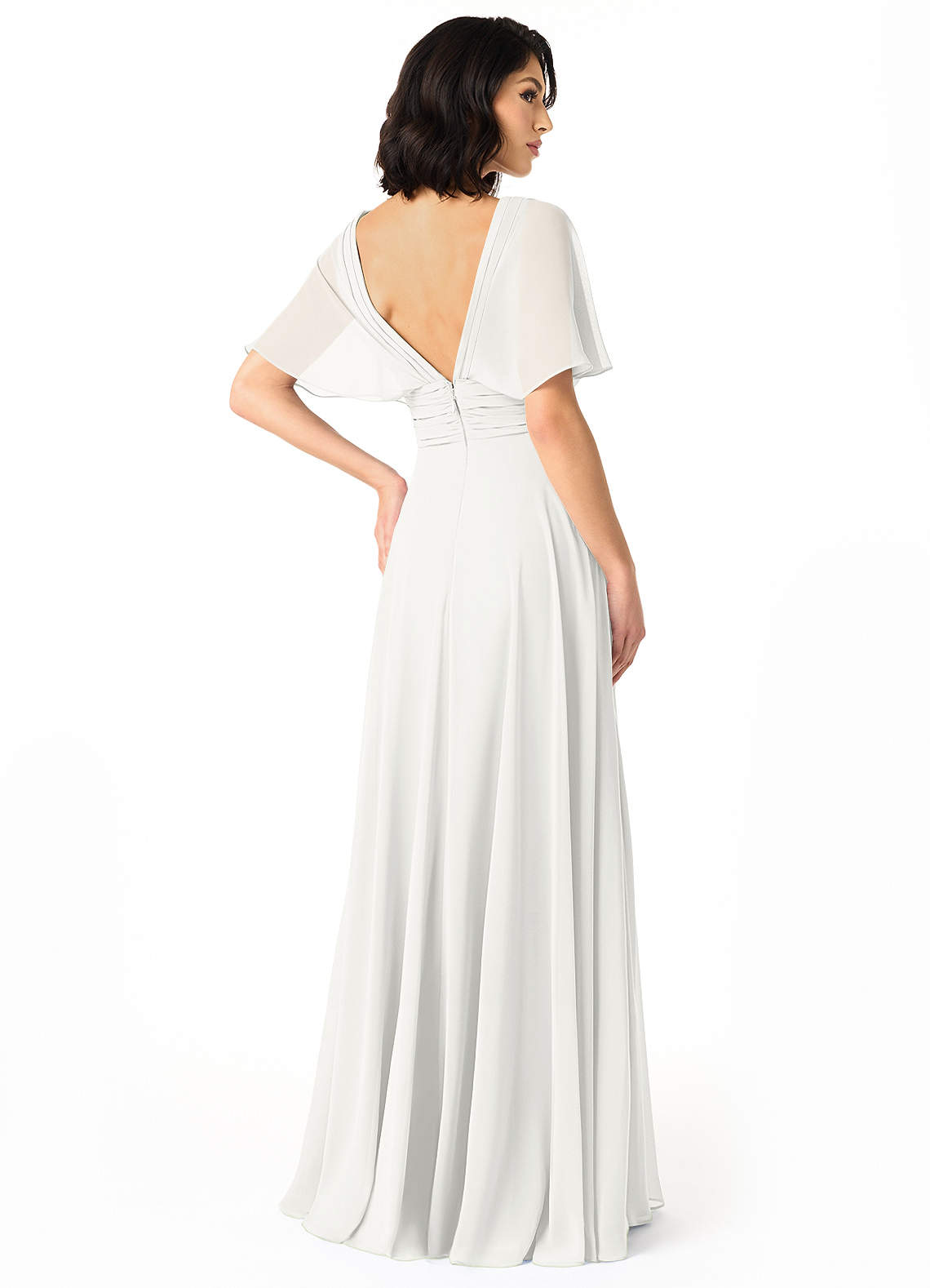 Pamela A-Line V-Neck Chiffon Bridesmaid Dress in white
