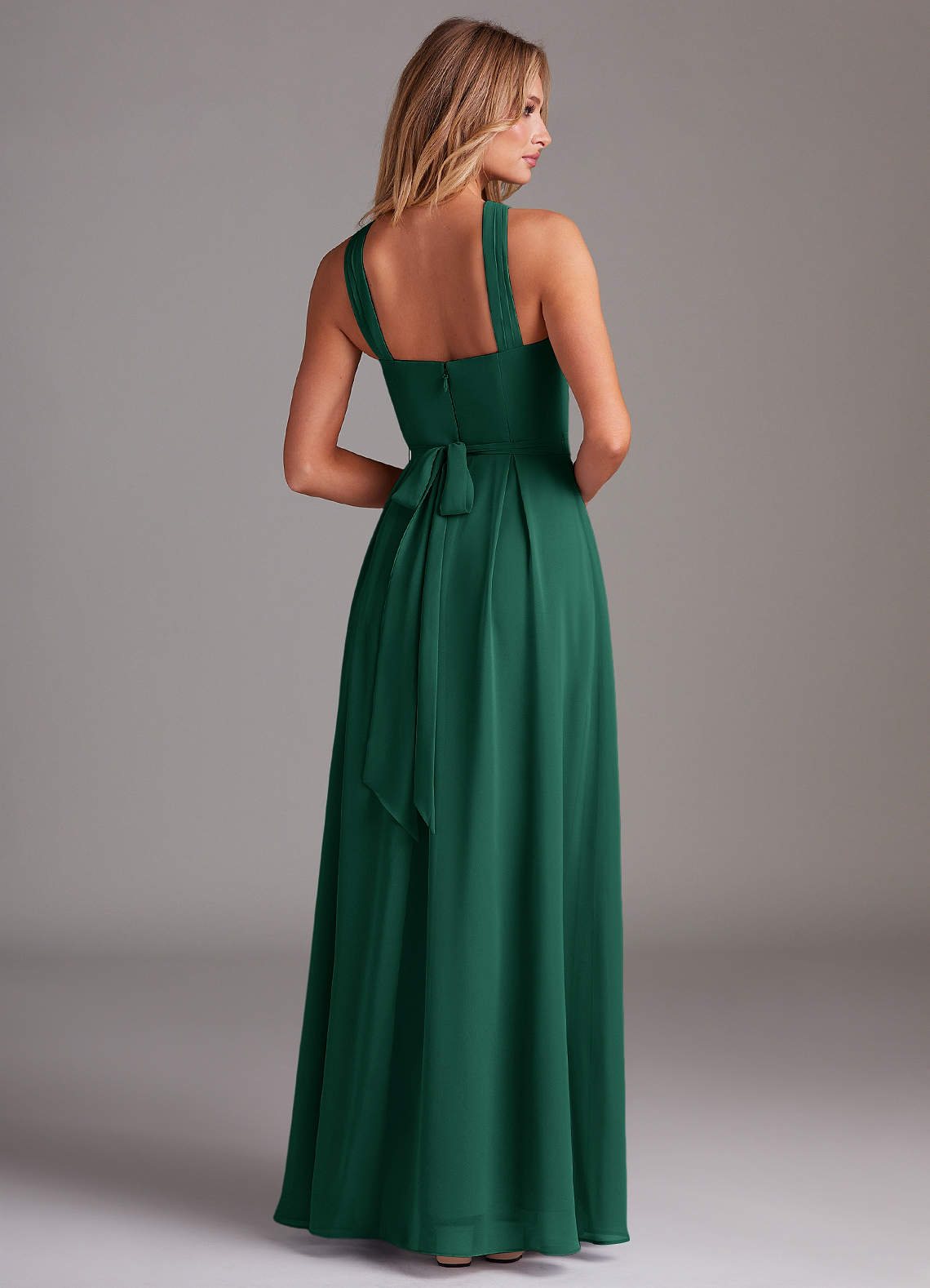Dixie A-Line Halter Chiffon Bridesmaid Dress in Emerald