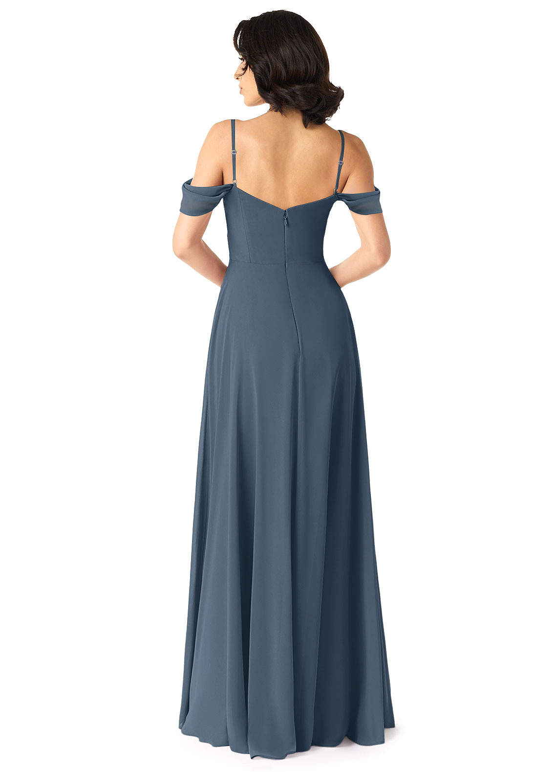 Tancie A-Line Off-the-Shoulder Chiffon Bridesmaid Dress in Neptune