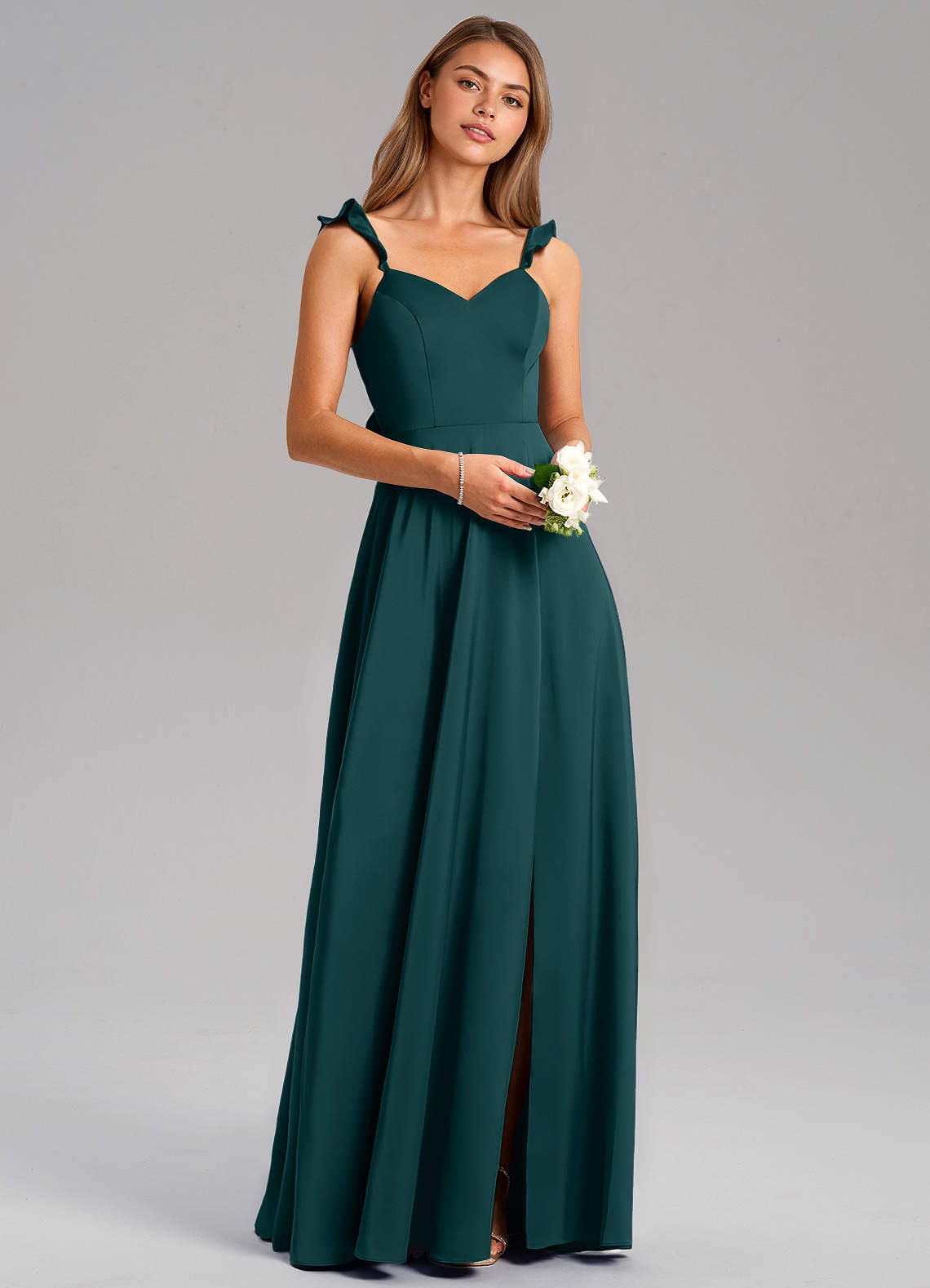 Everett A-Line V-Neck Chiffon Bridesmaid Dress in Pine