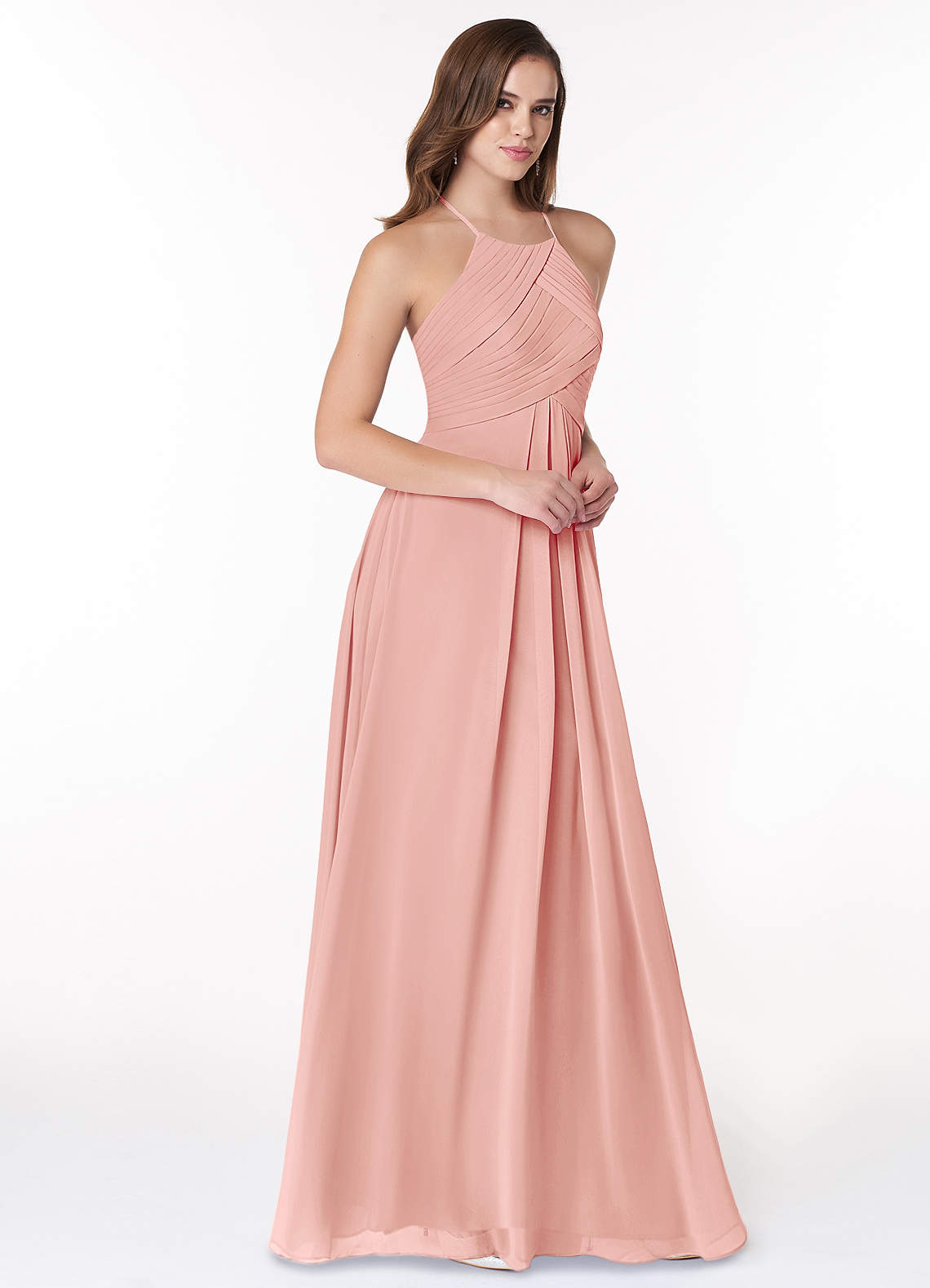 Ginger A-Line Halter Chiffon Bridesmaid Dress in Rosette