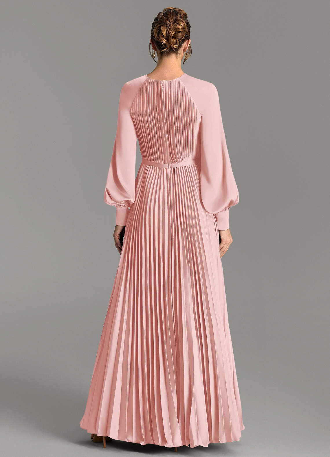 Grayson A-Line Scoop-Neck Stretch Satin Bridesmaid Dress in Powder Pink