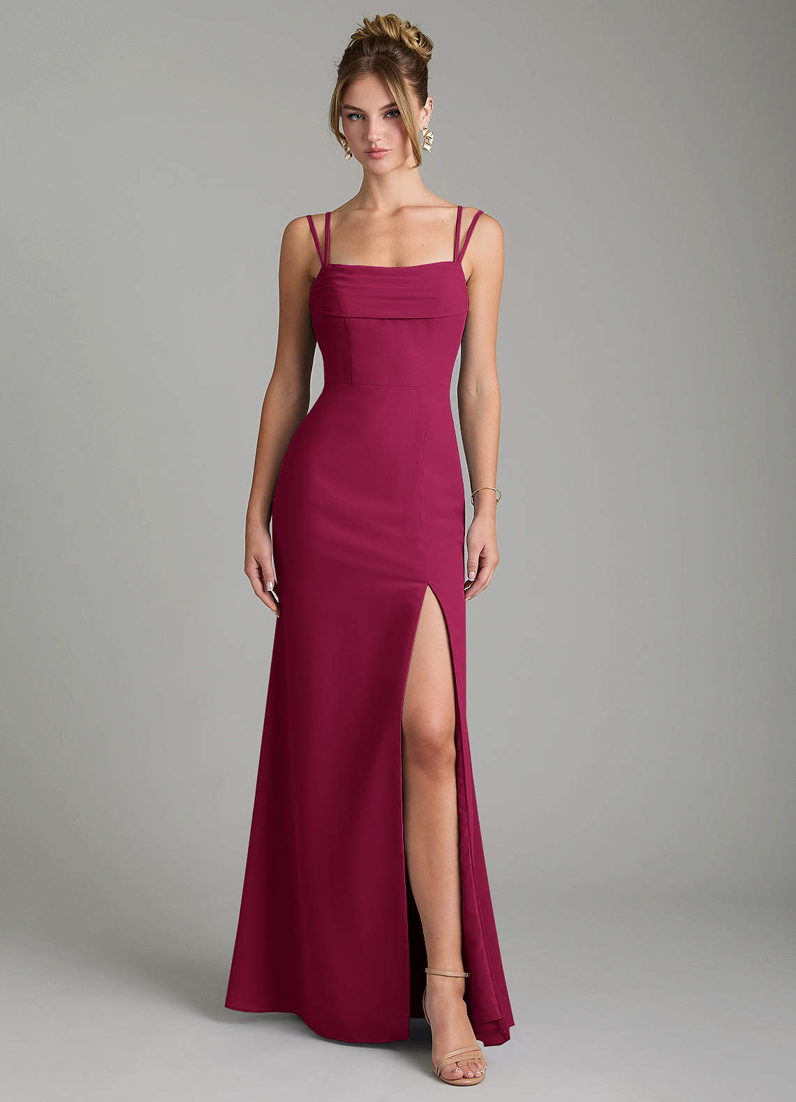 Egypt Sheath Sweetheart Chiffon Bridesmaid Dress in Burgundy