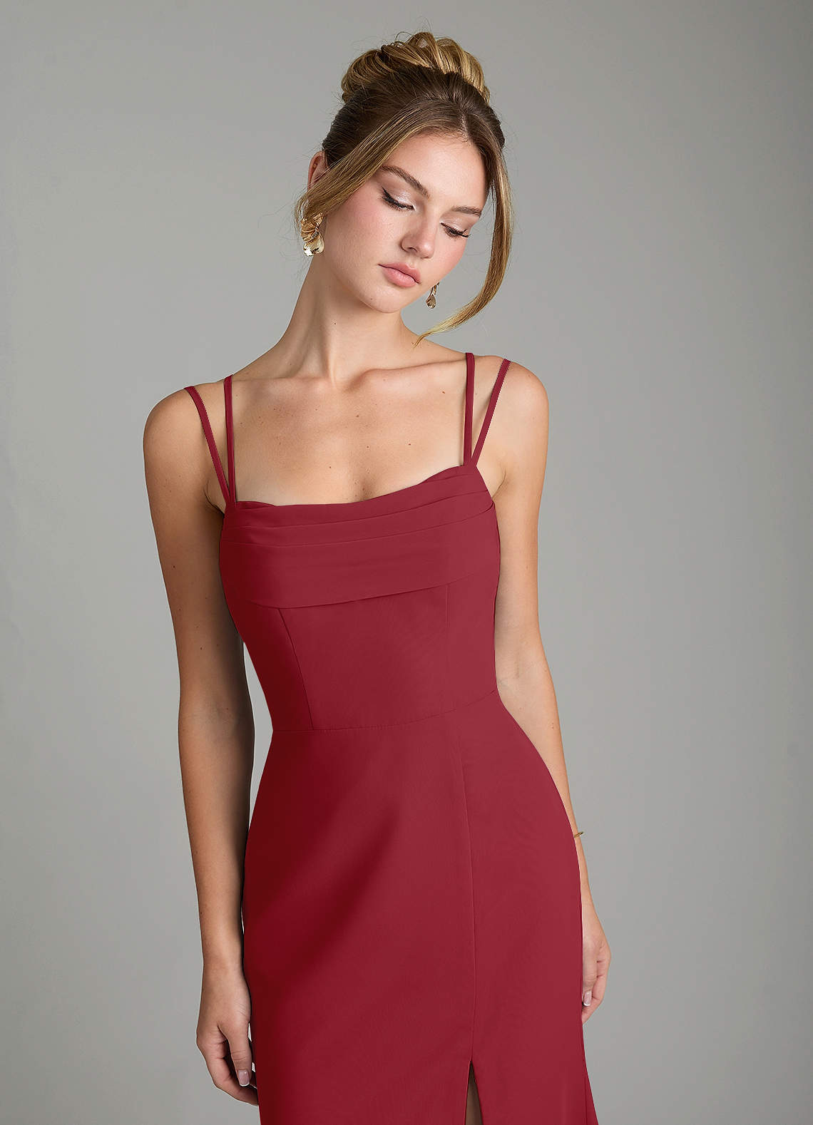 Egypt Sheath Sweetheart Chiffon Bridesmaid Dress in Pomegranate