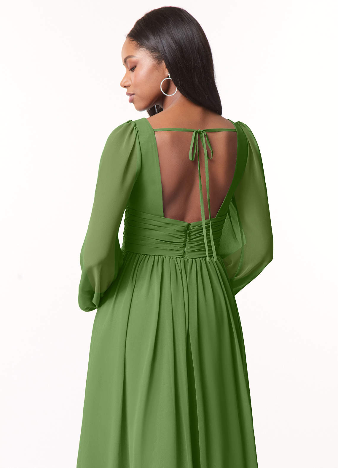 Norah A-Line V-Neck Chiffon Bridesmaid Dress in Basil