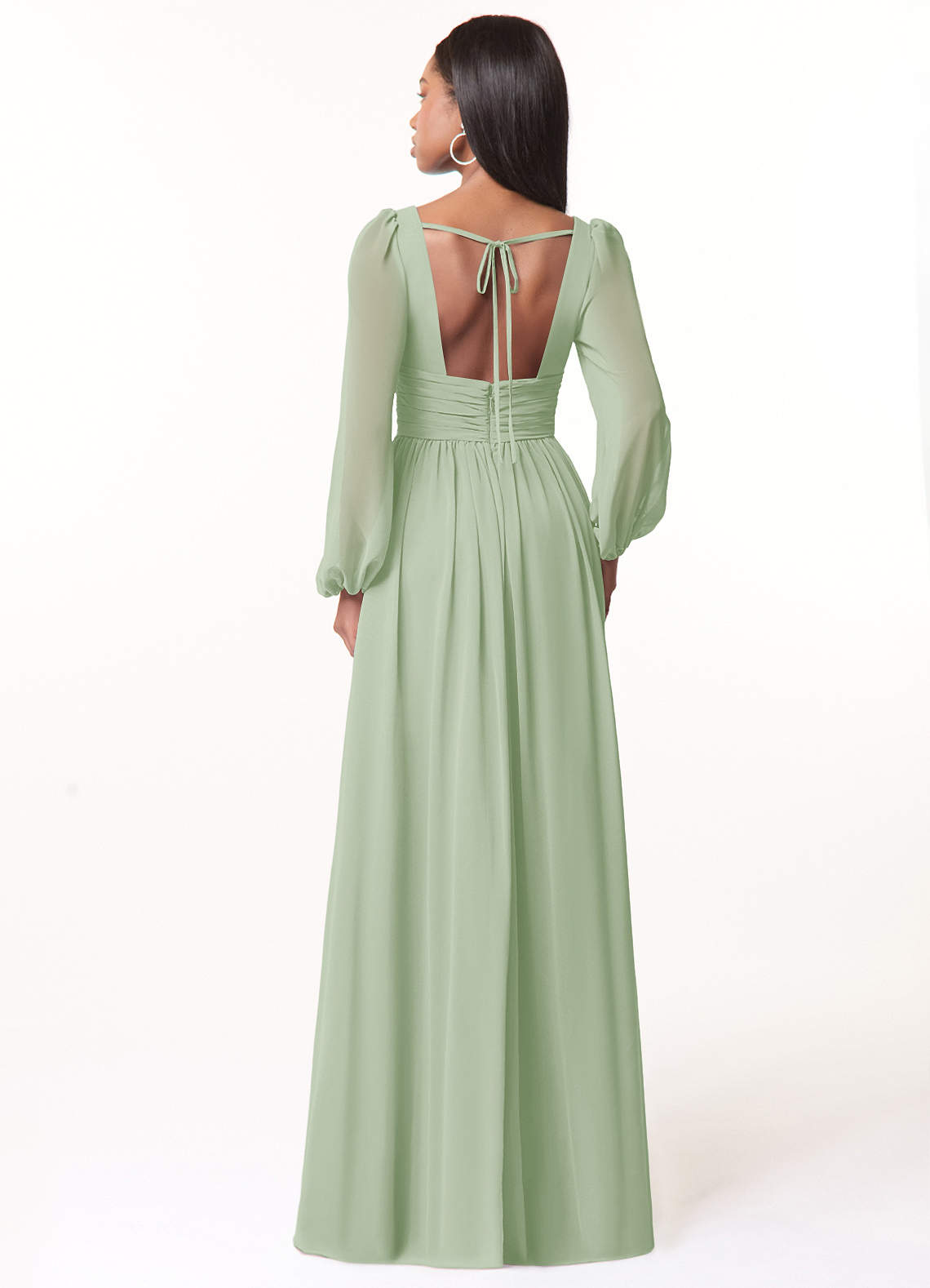 Norah A-Line V-Neck Chiffon Bridesmaid Dress in Dusty Sage