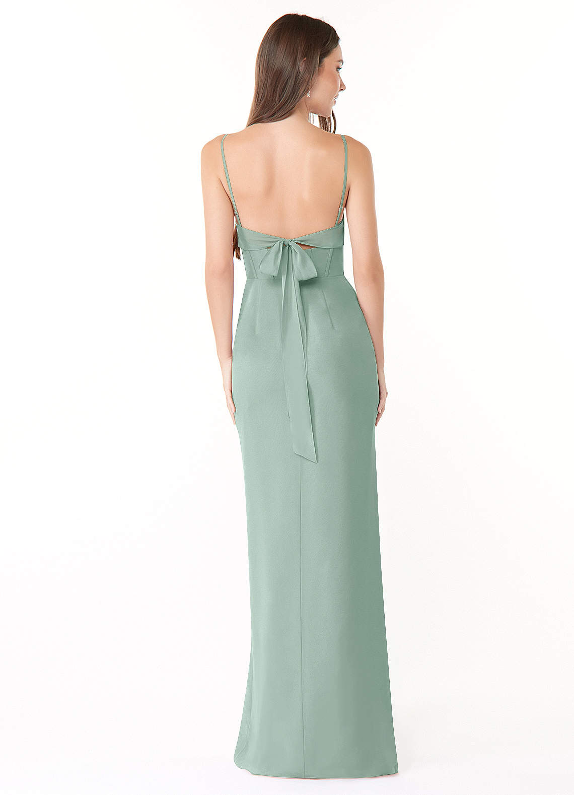Mai Sheath Cowl-Neck Chiffon Bridesmaid Dress in Agave