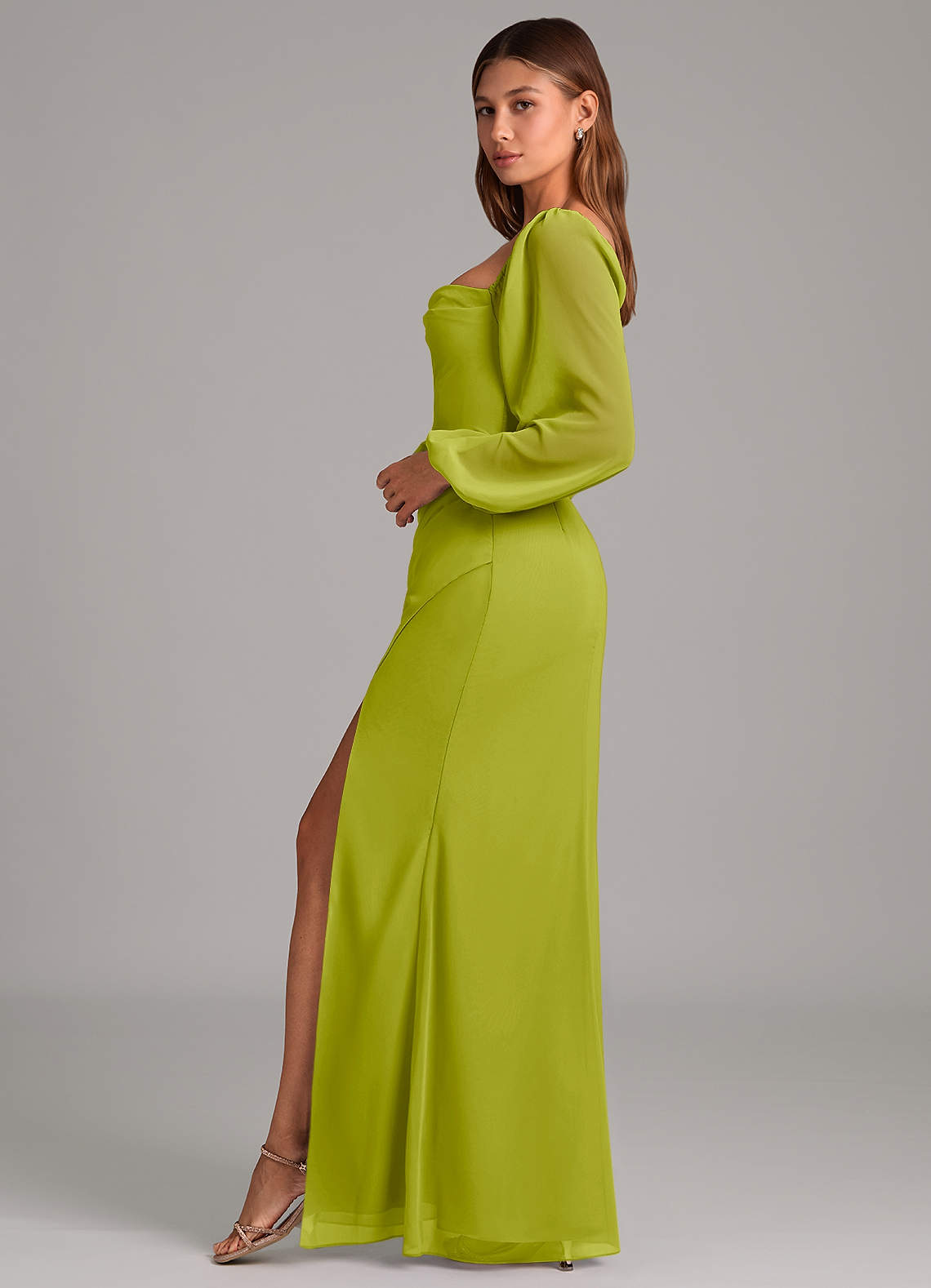 Brixley Mermaid Sweetheart Chiffon Bridesmaid Dress in Lemongrass