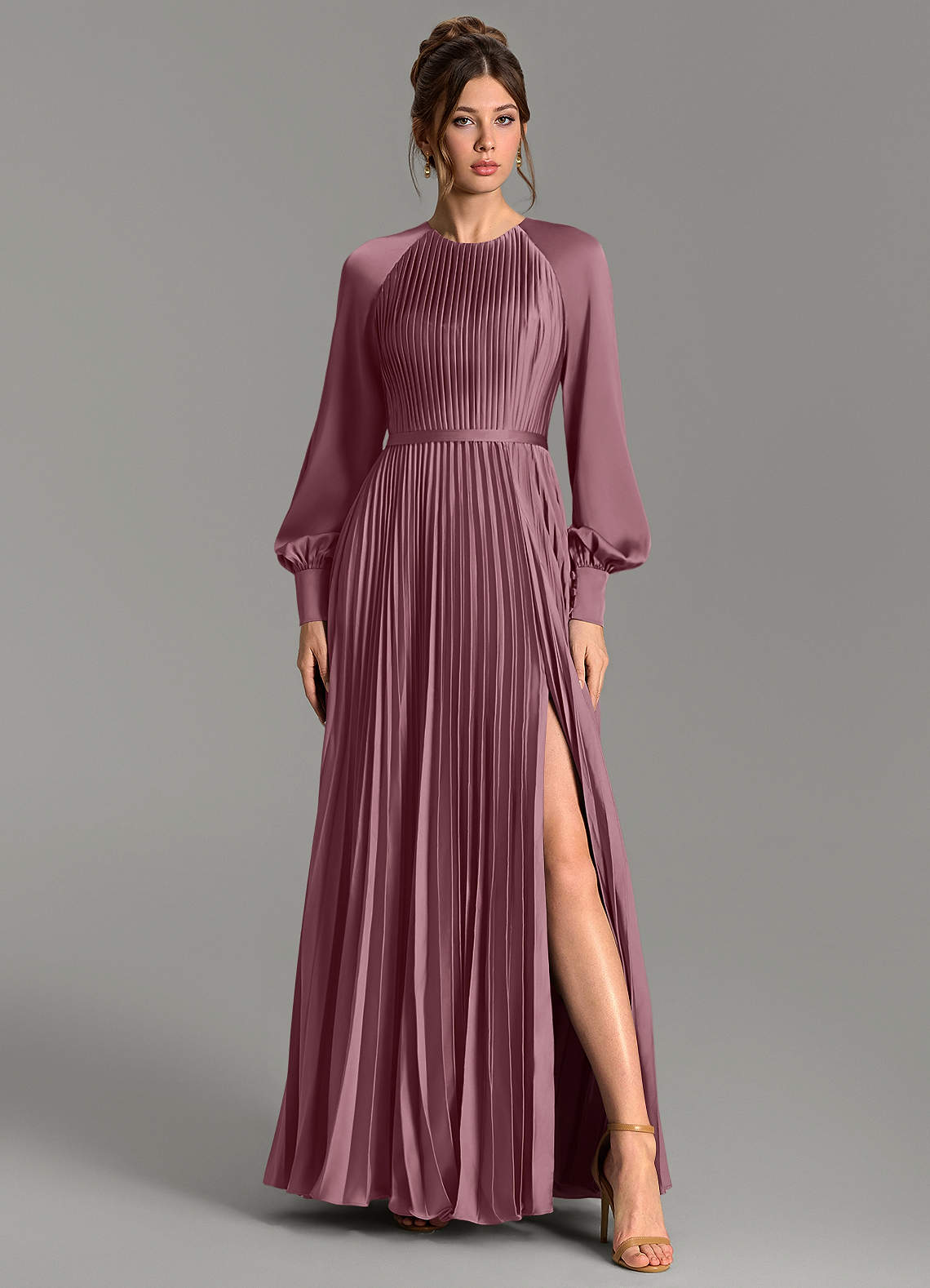 Grayson A-Line Scoop-Neck Stretch Satin Bridesmaid Dress in Amethyst