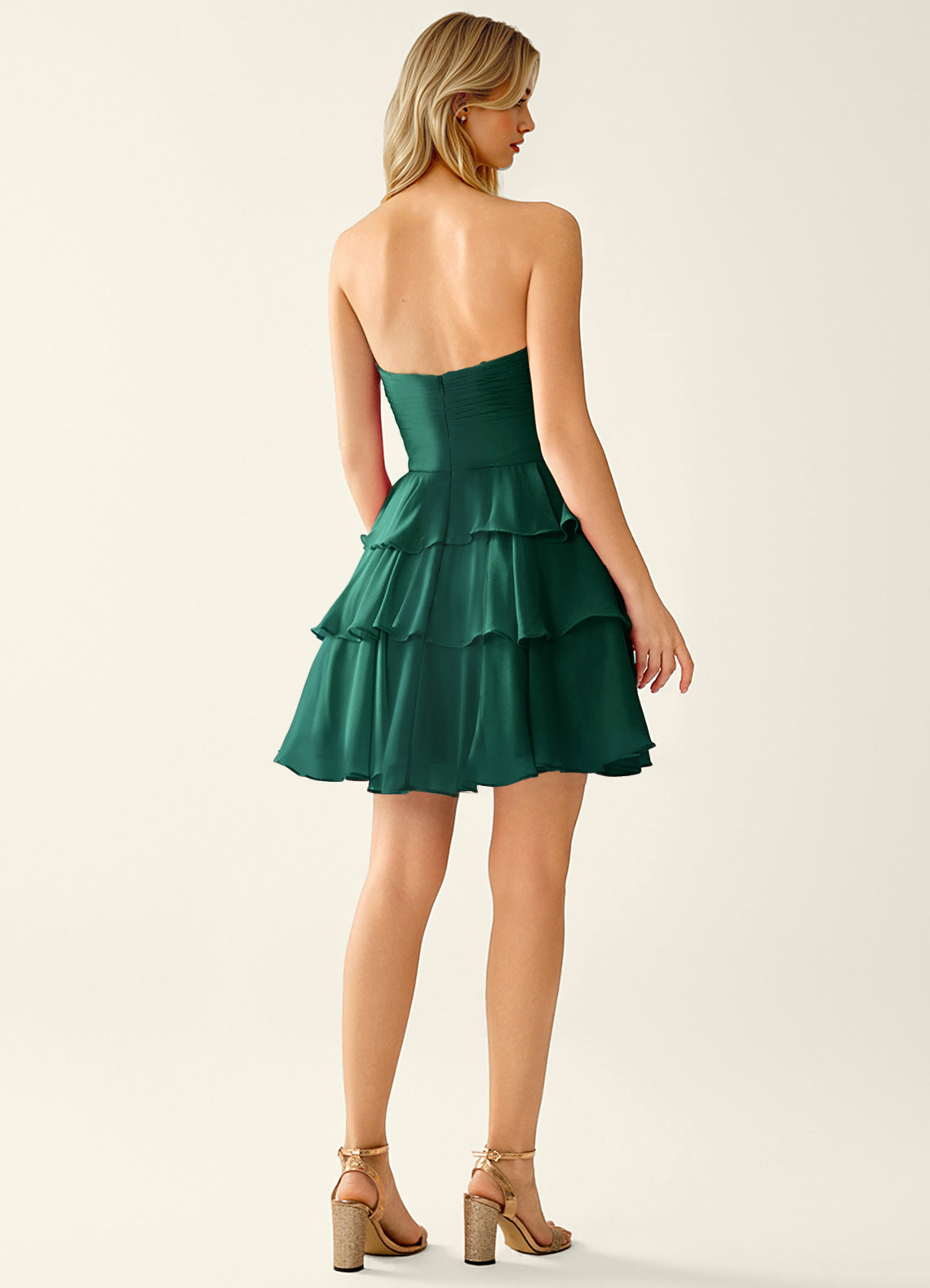 Orosecy A-Line Mini Strapless Chiffon Prom Dress in Hunter Green - photo 7