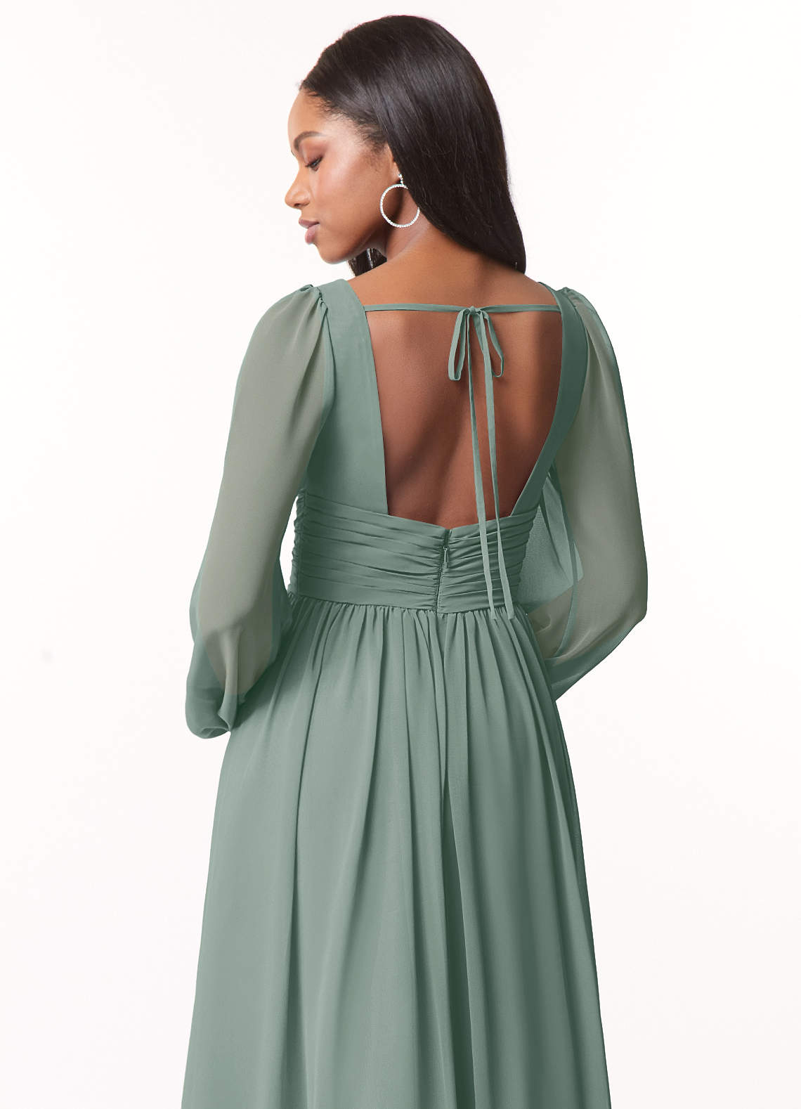 Norah A-Line V-Neck Chiffon Bridesmaid Dress in Silver Sage