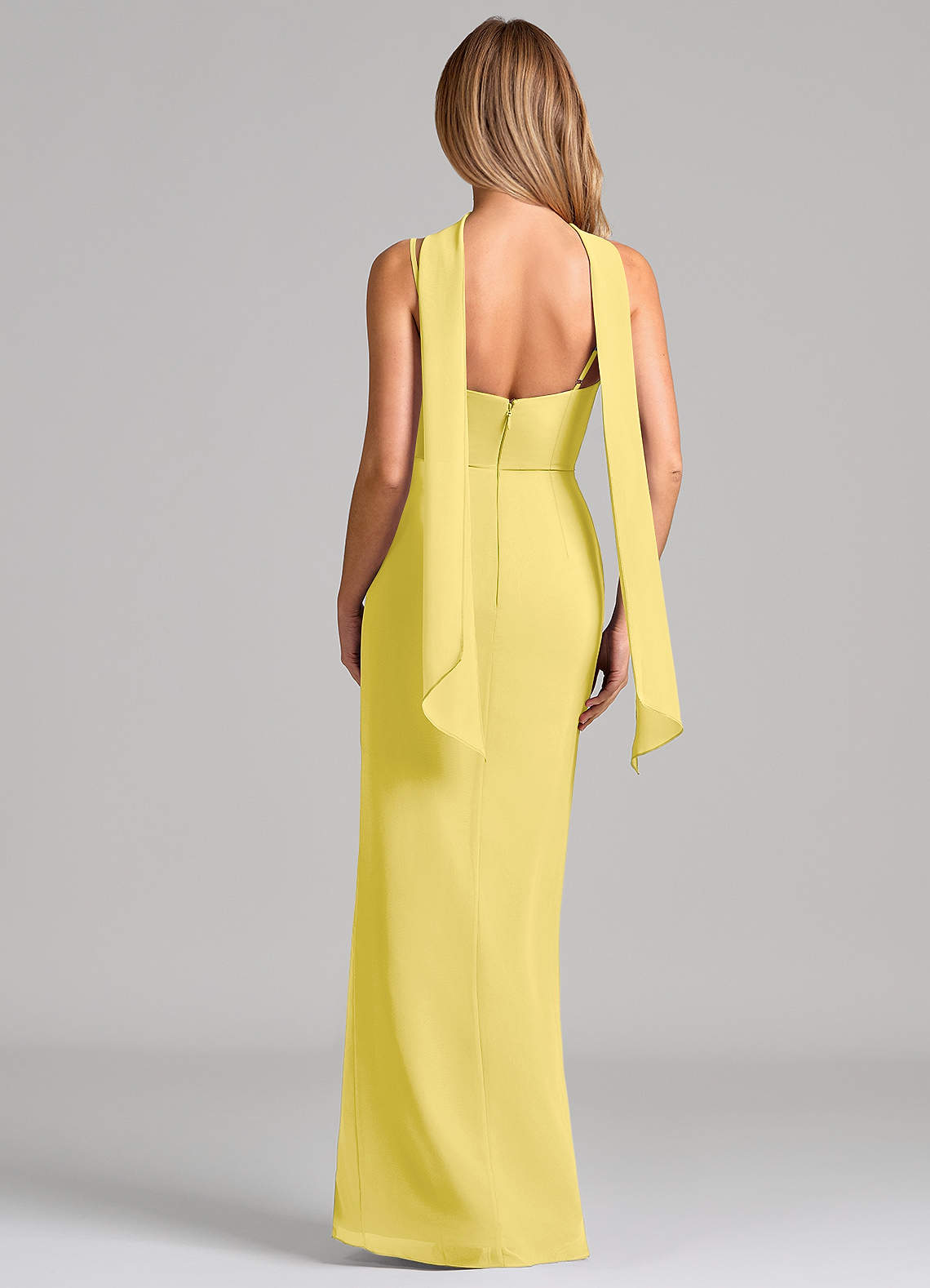 Calandra Sheath Scoop-Neck Chiffon Bridesmaid Dress in Canary
