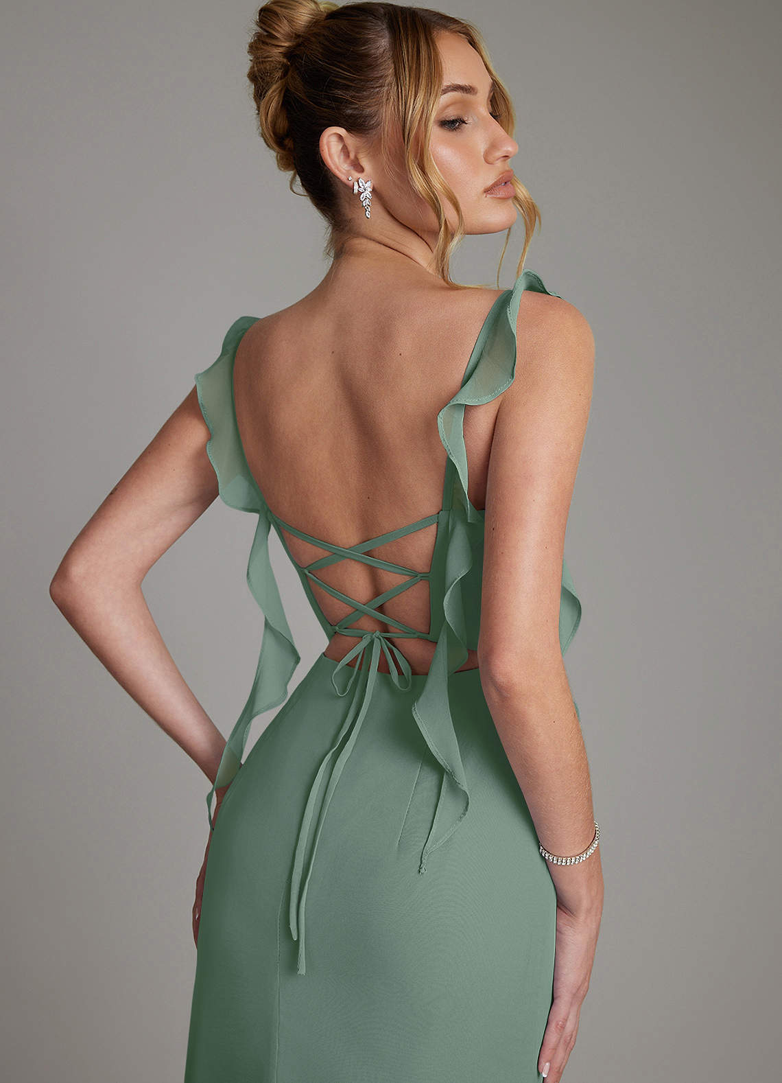 Jessamine Mermaid Sweetheart Chiffon Bridesmaid Dress in Eucalyptus