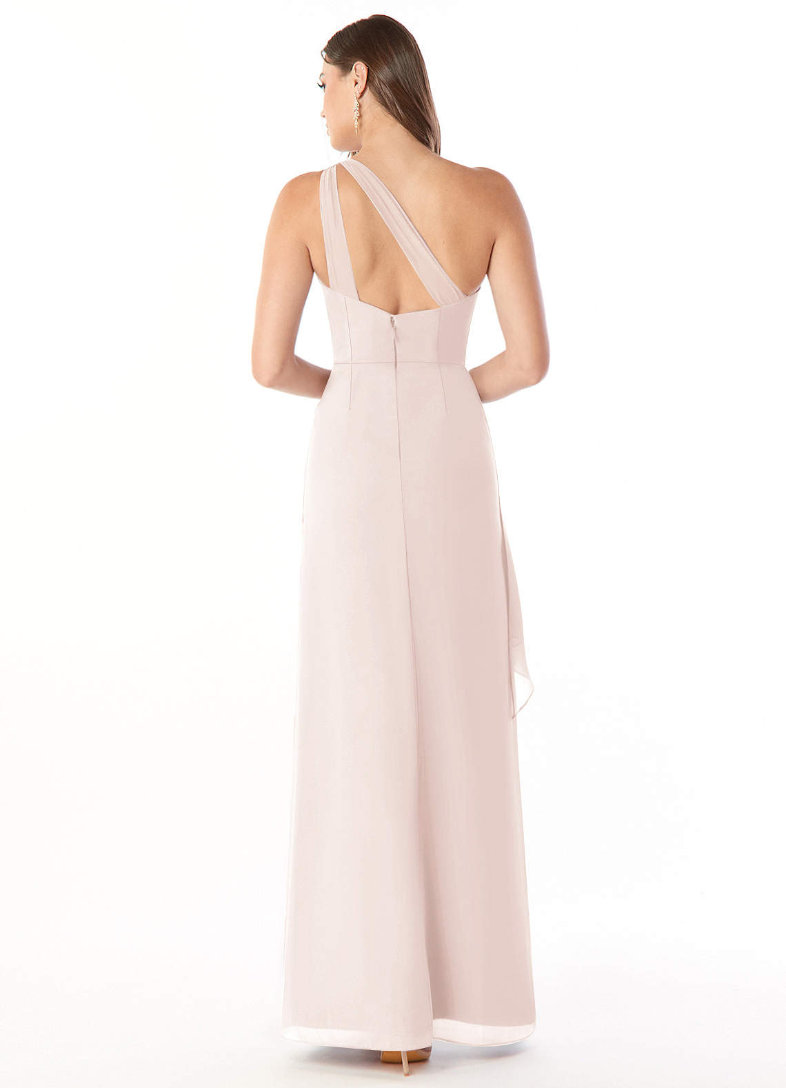 Maive Sheath One-Shoulder Chiffon Bridesmaid Dress in Rose Petal
