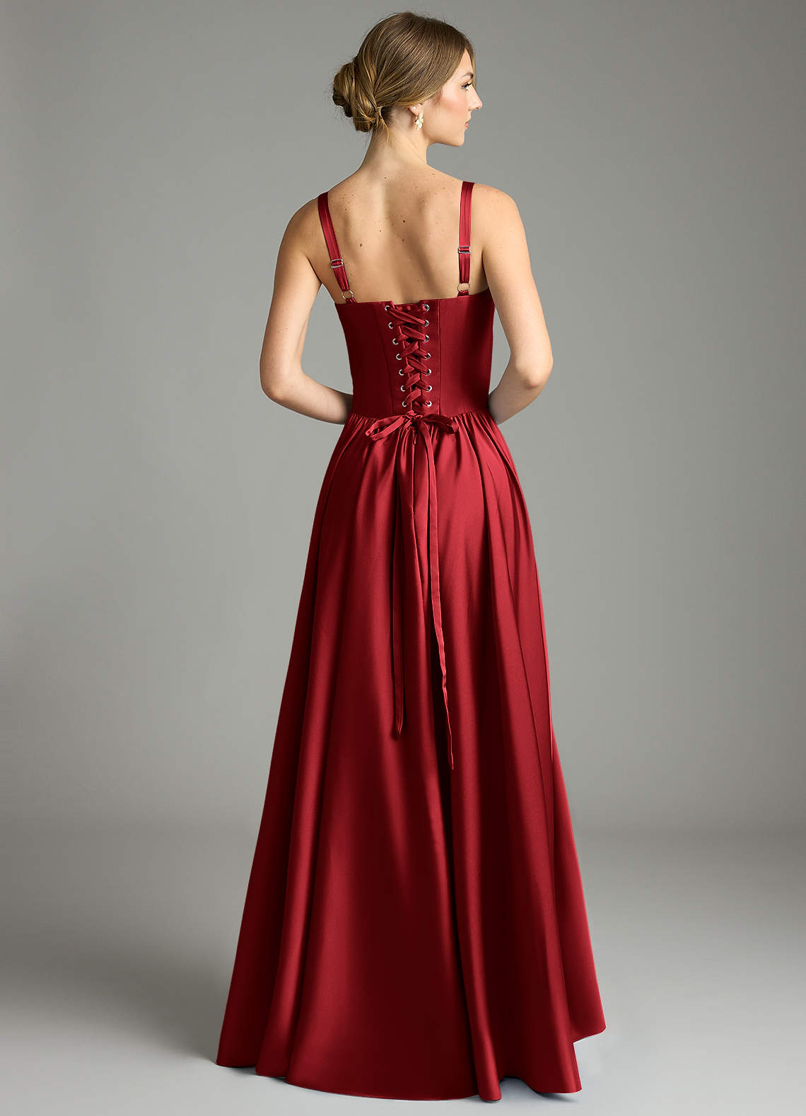 Evadina A-Line Sweetheart Stretch Satin Bridesmaid Dress in Scarlet