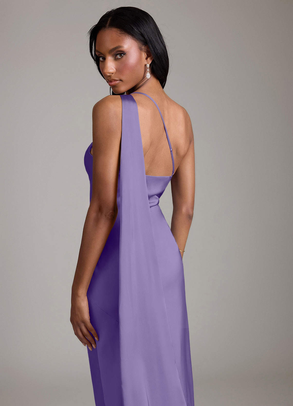 Juniper Mermaid One-Shoulder Stretch Satin Bridesmaid Dress in Tahiti