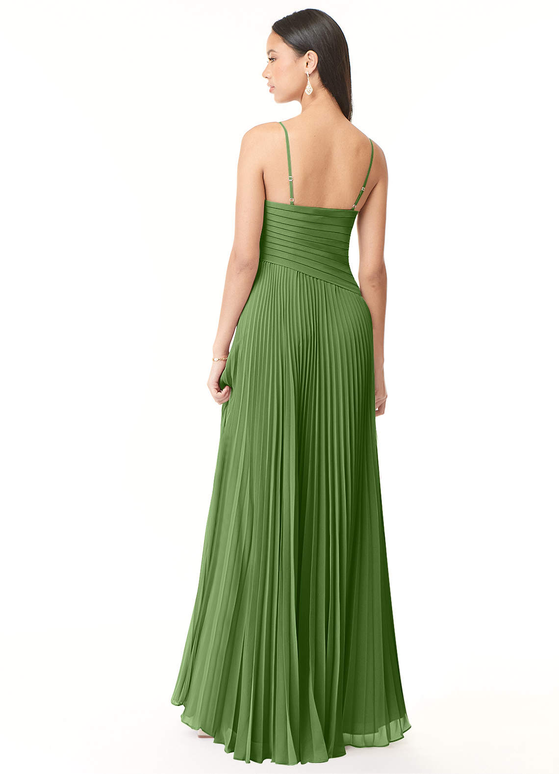 Vini A-Line V-Neck Chiffon Bridesmaid Dress in Basil