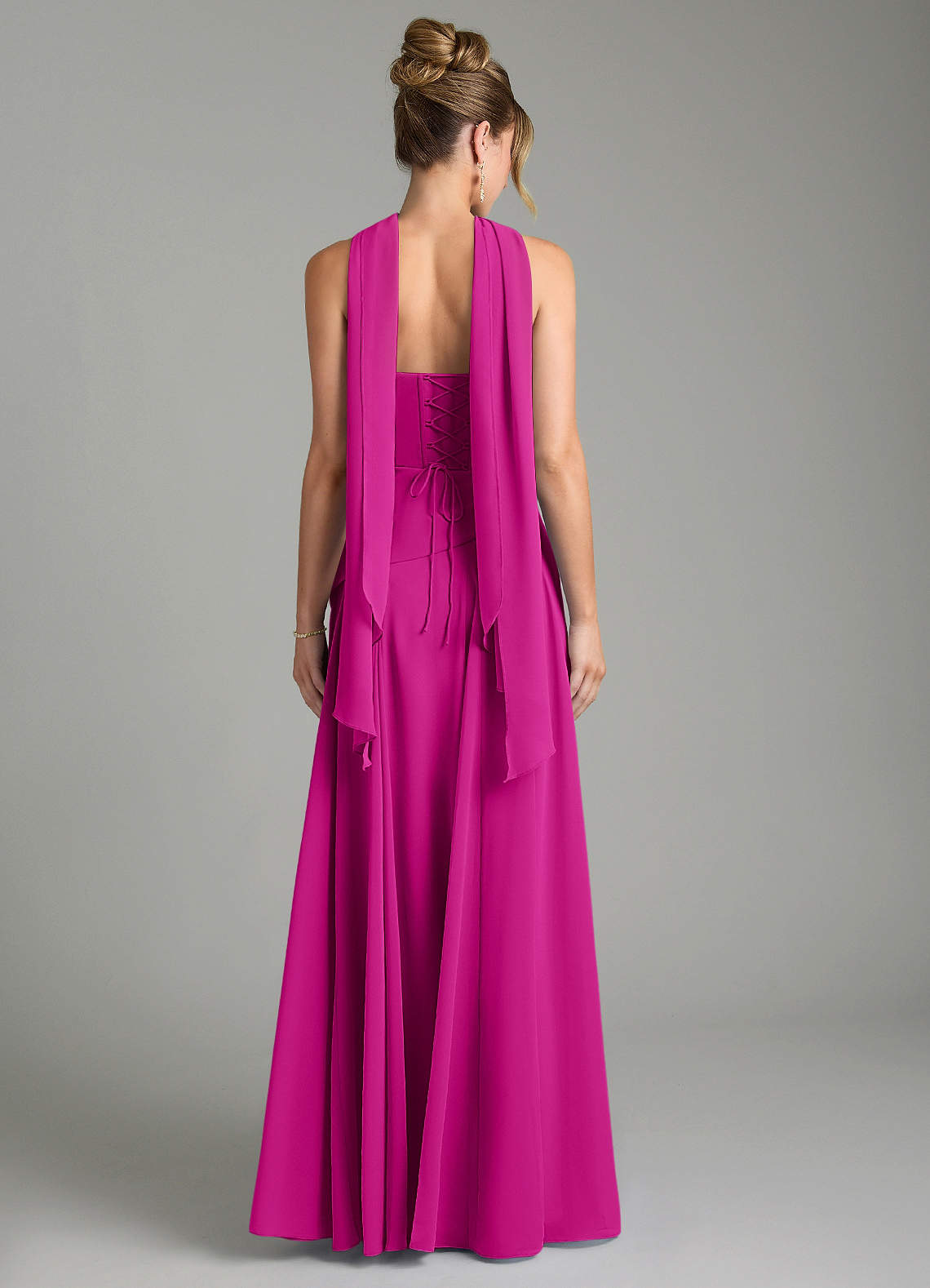 Gabriela A-Line Cowl-Neck Chiffon Bridesmaid Dress in Fuchsia