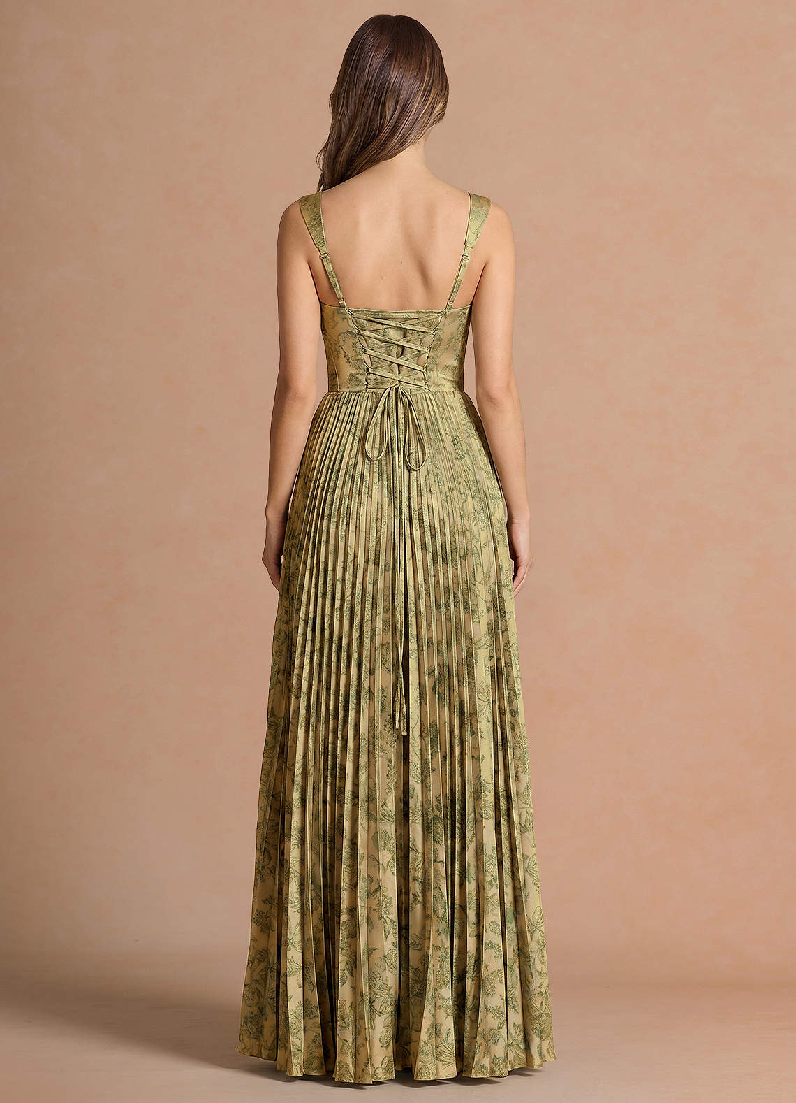 Isonelle A-Line Sweetheart Jacquard Wedding Guest Dress in Green Brown
