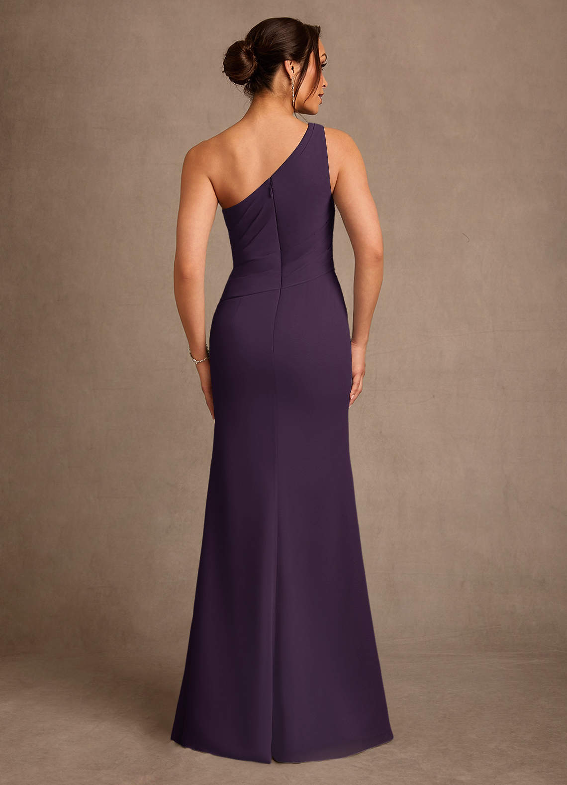 Floy Sheath One-Shoulder Chiffon Mother of the Bride Dress in Plum