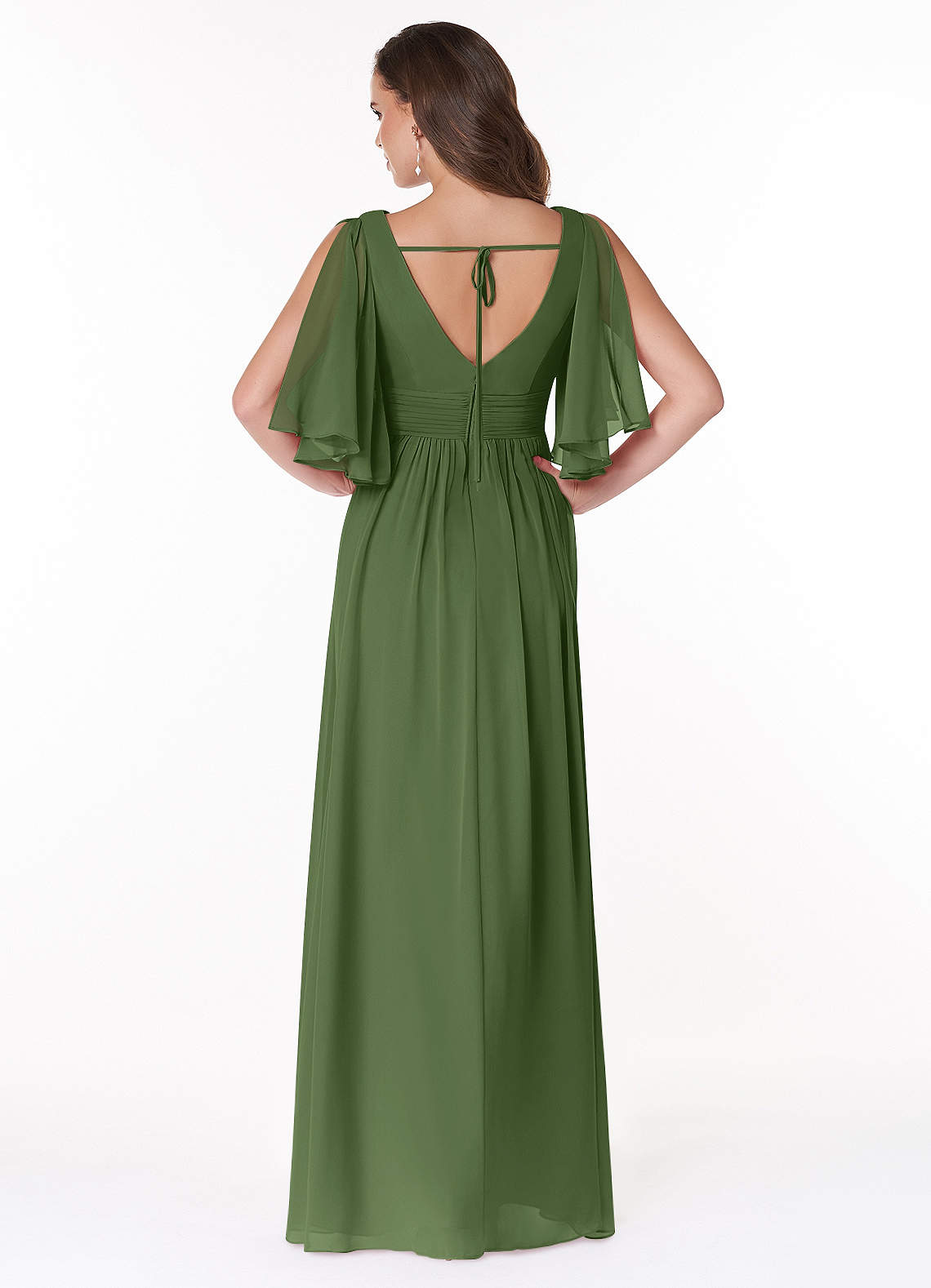 Temeka A-Line V-Neck Chiffon Bridesmaid Dress in Olive