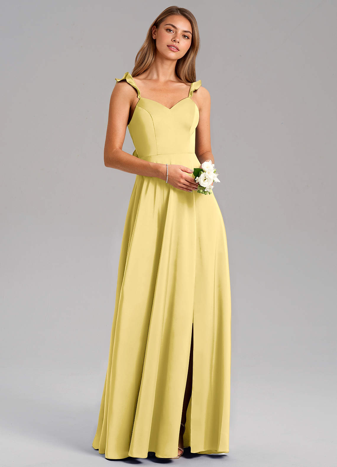 Everett A-Line V-Neck Chiffon Bridesmaid Dress in Canary