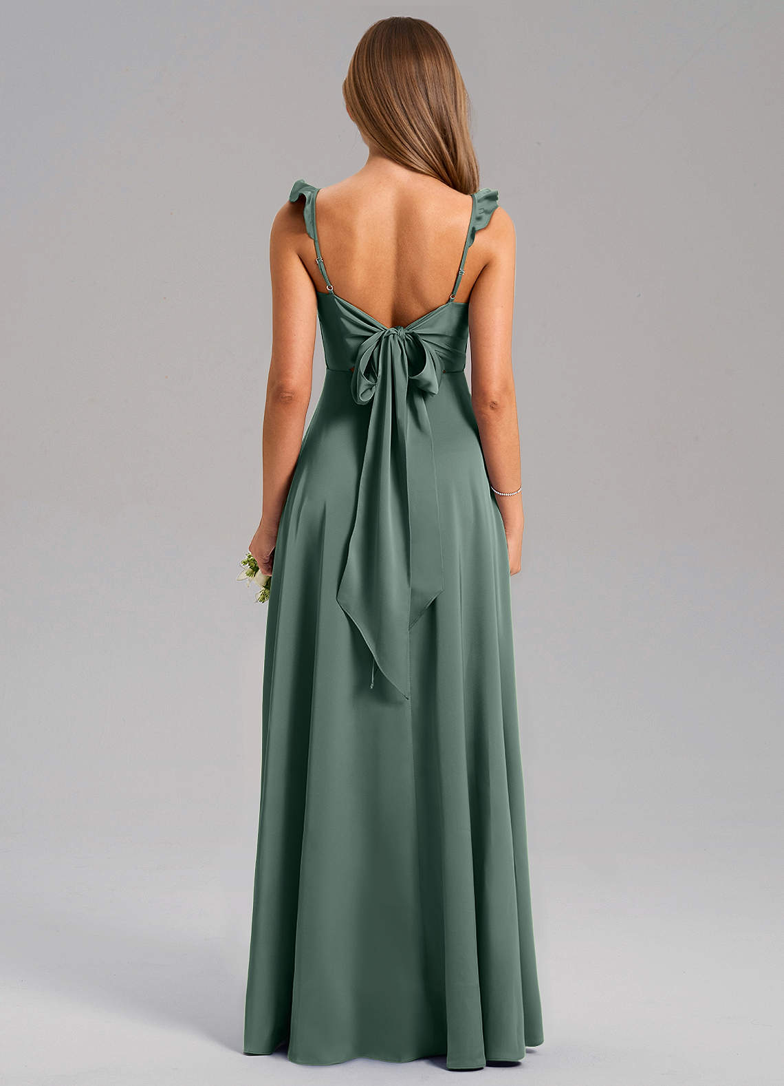 Everett A-Line V-Neck Chiffon Bridesmaid Dress in Sea Moss