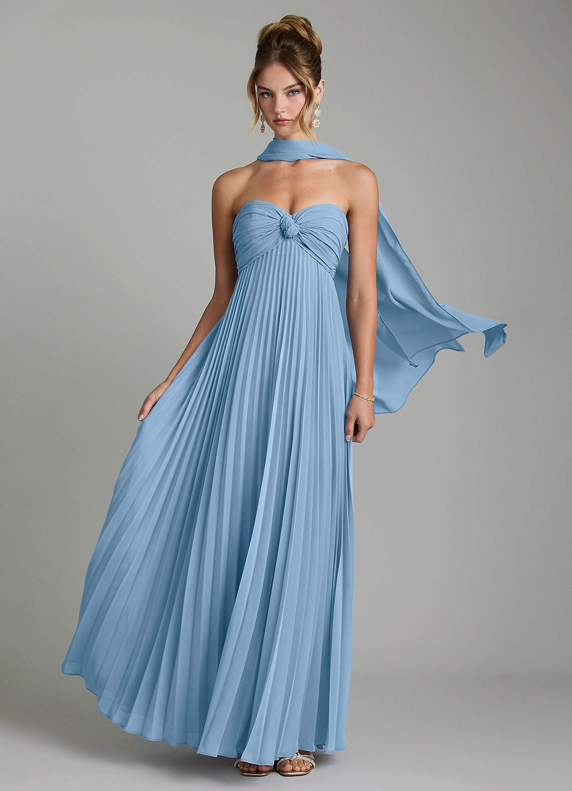Tempest A-Line Sweetheart Chiffon Bridesmaid Dress in Steel Blue
