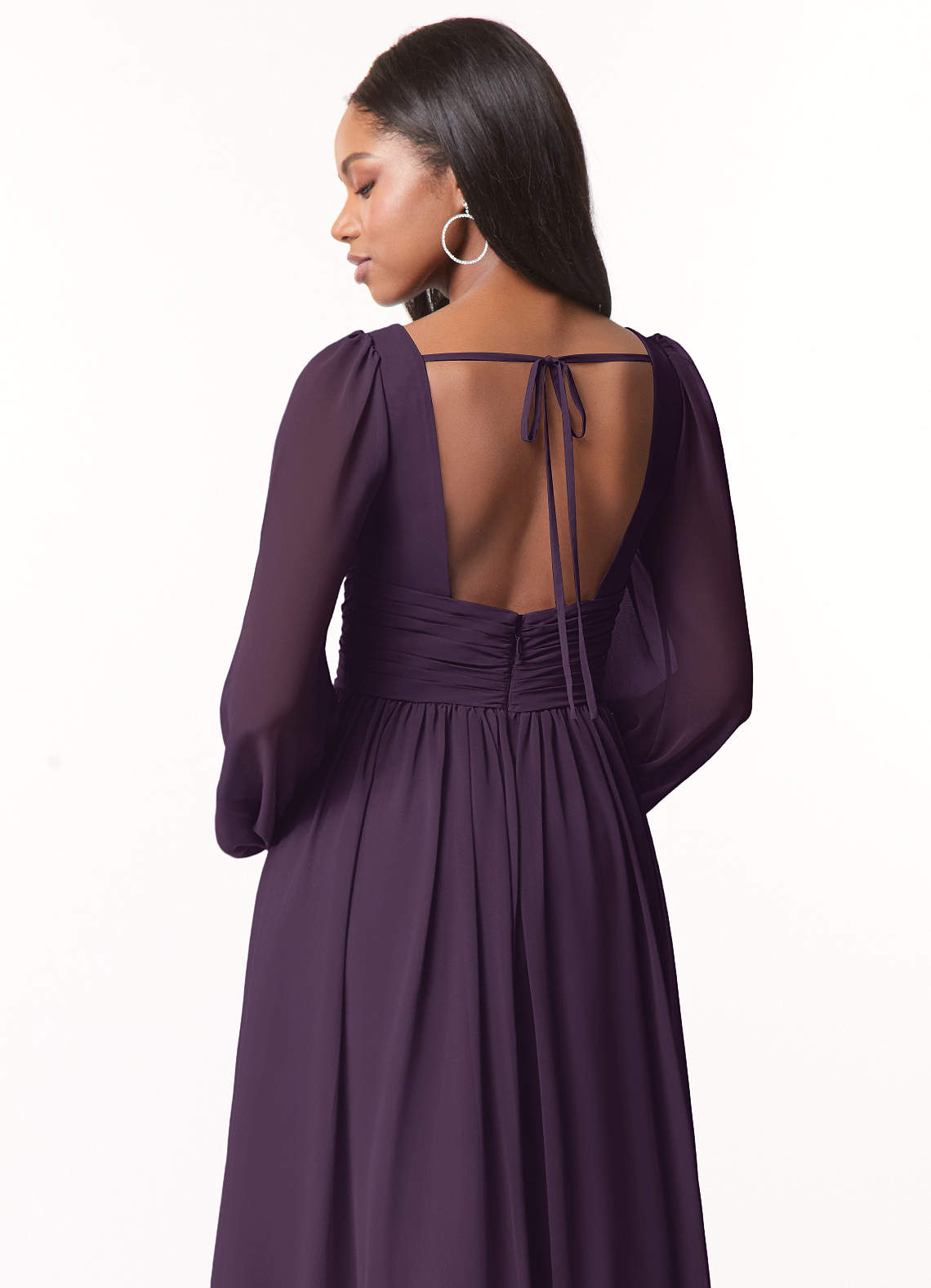 Norah A-Line V-Neck Chiffon Bridesmaid Dress in Plum
