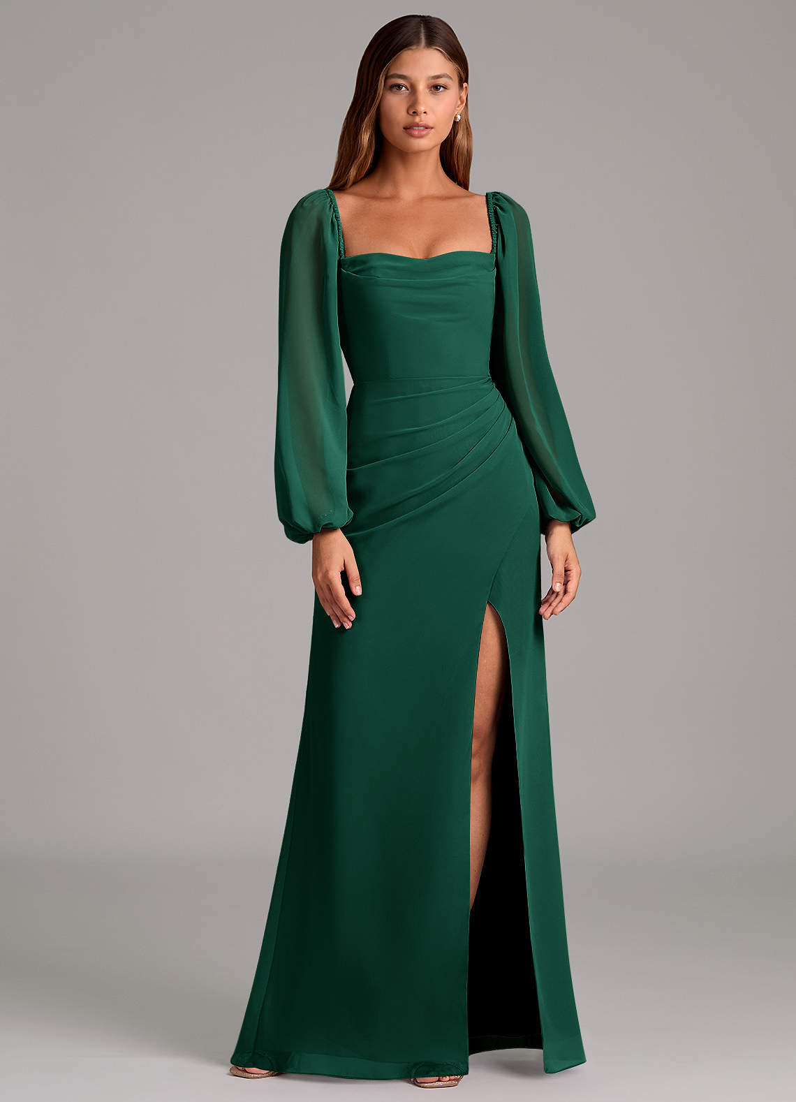 Brixley Mermaid Sweetheart Chiffon Bridesmaid Dress in Emerald