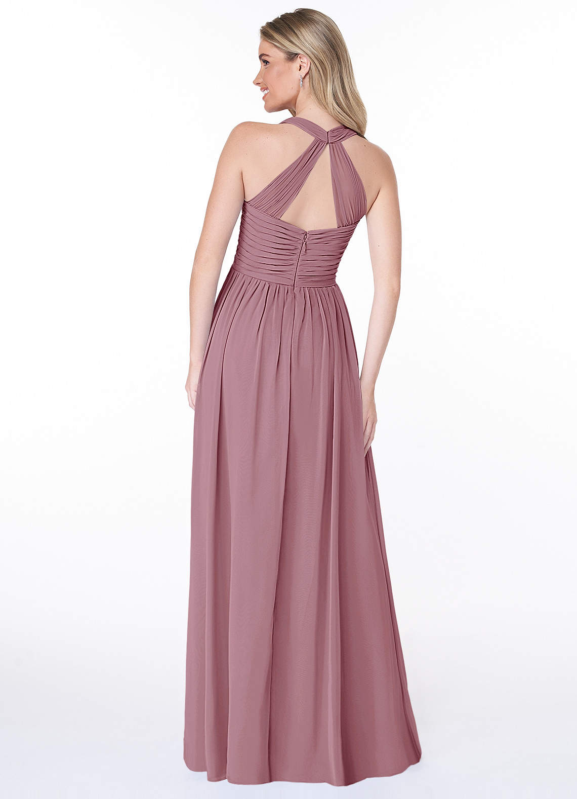 Jaclyn A-Line Halter Chiffon Bridesmaid Dress in Vintage Mauve