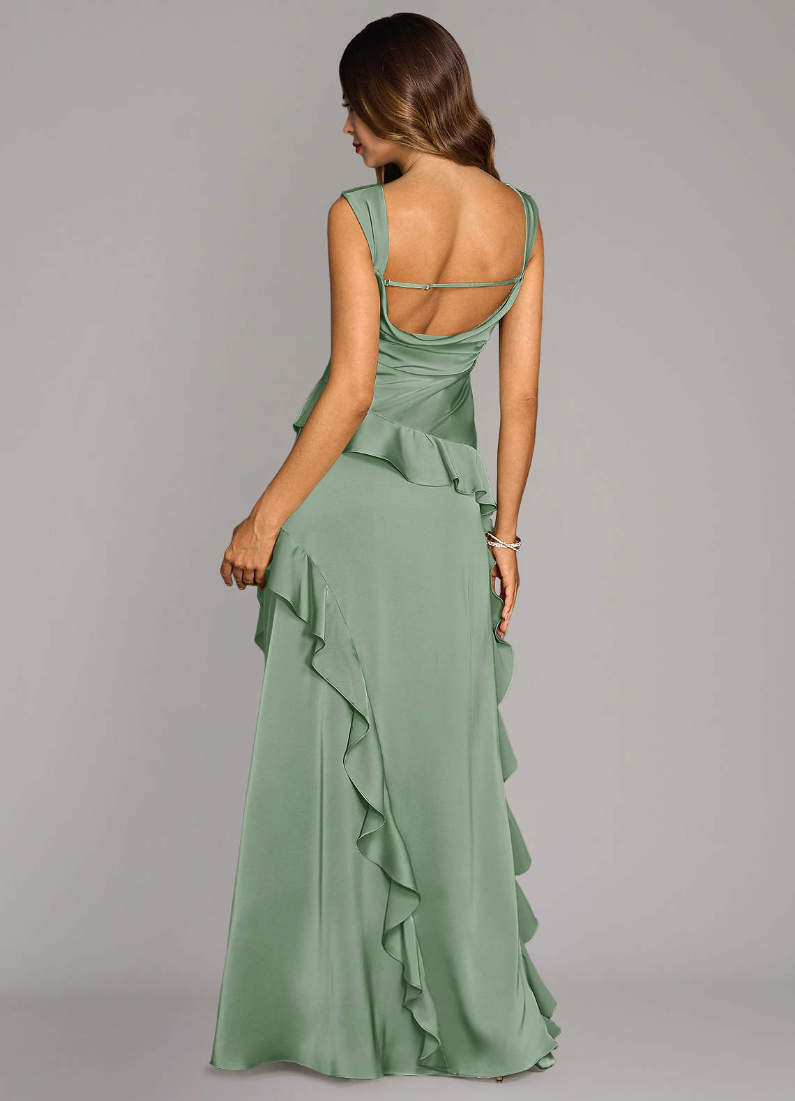 Sloane A-Line Sweetheart Stretch Satin Bridesmaid Dress in Matcha