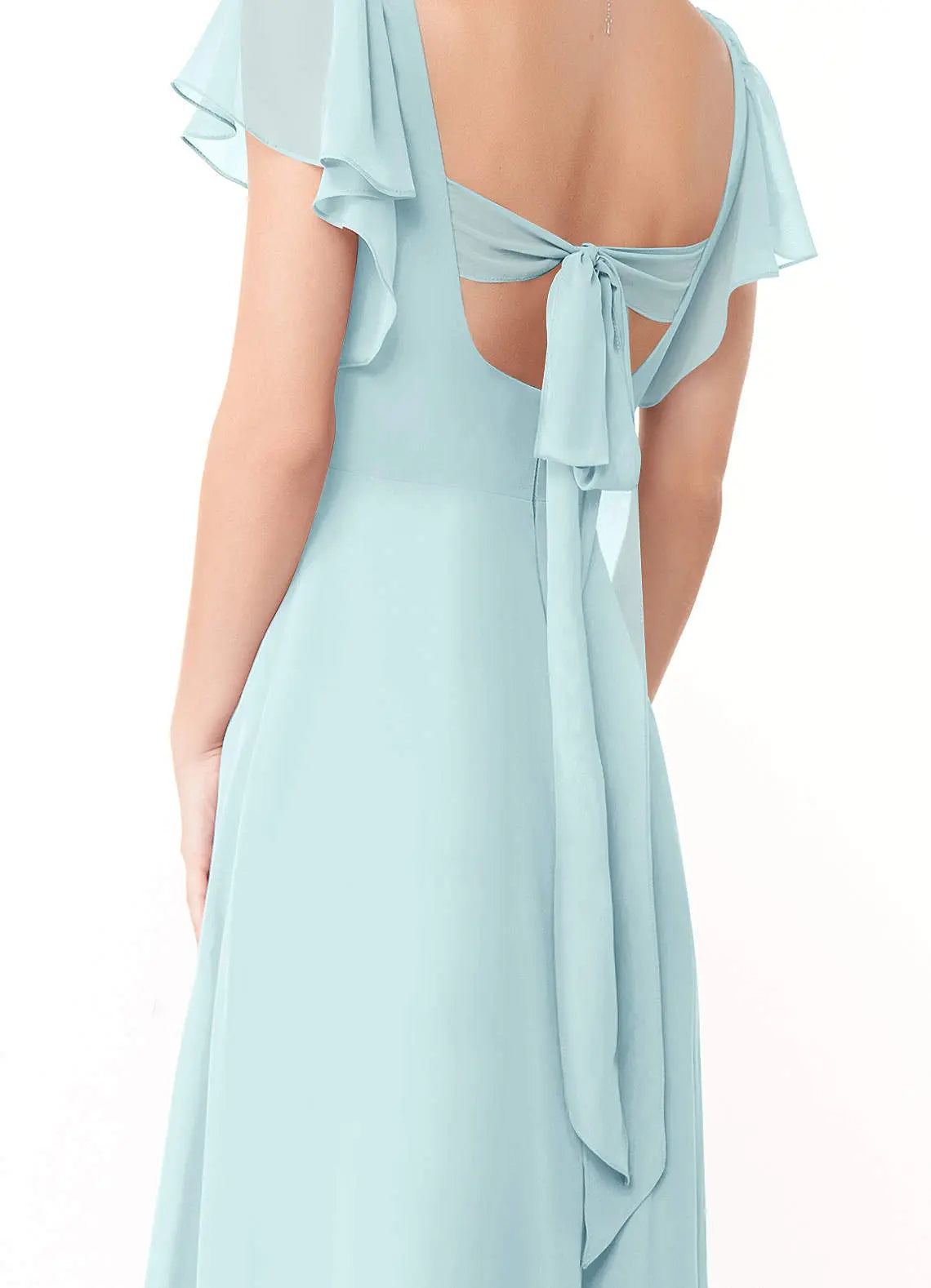 Syenna A-Line V-Neck Chiffon Bridesmaid Dress in Sea Glass