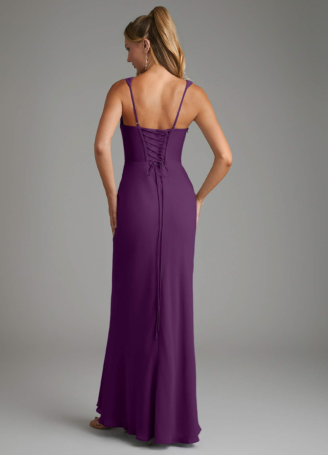 Asa Sheath Square-Neck Chiffon Bridesmaid Dress in Grape
