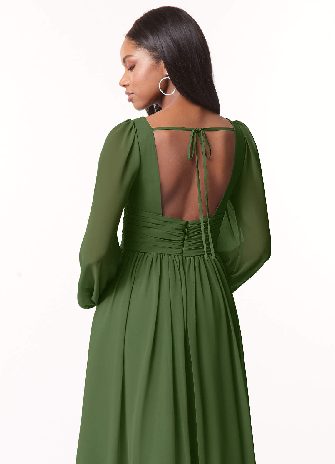 Norah A-Line V-Neck Chiffon Bridesmaid Dress in Olive