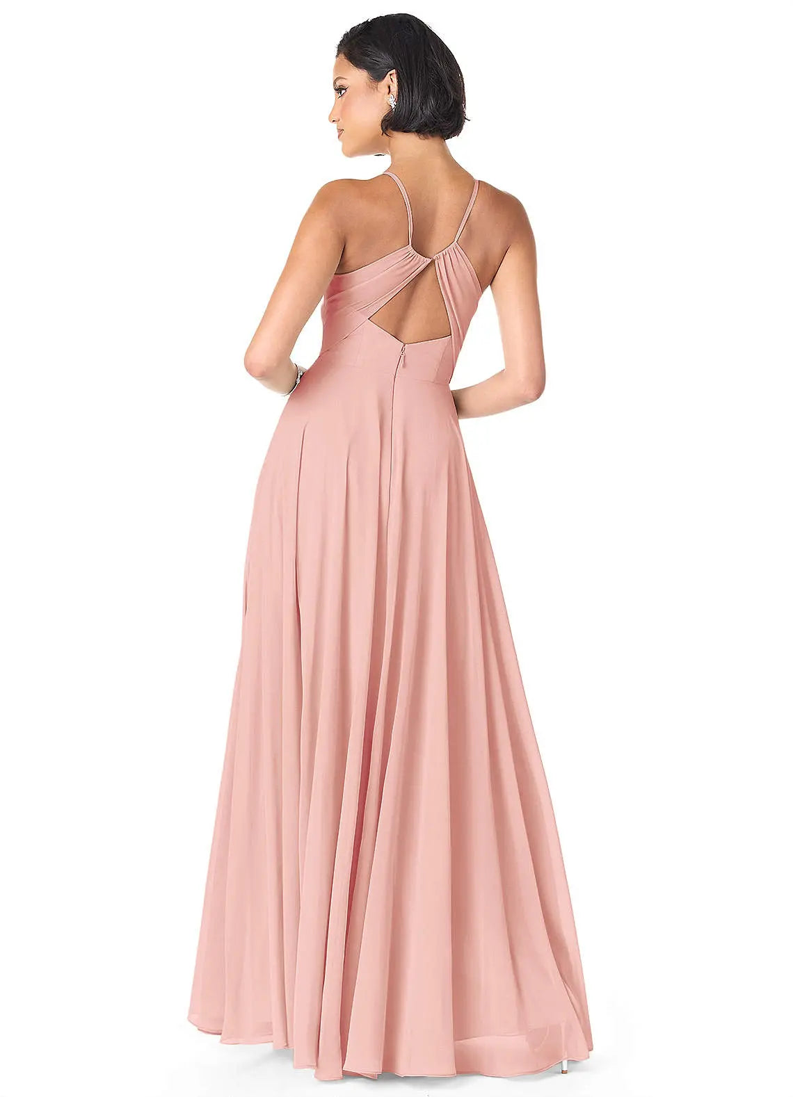 Avelina A-Line V-Neck Chiffon Bridesmaid Dress in Rosette