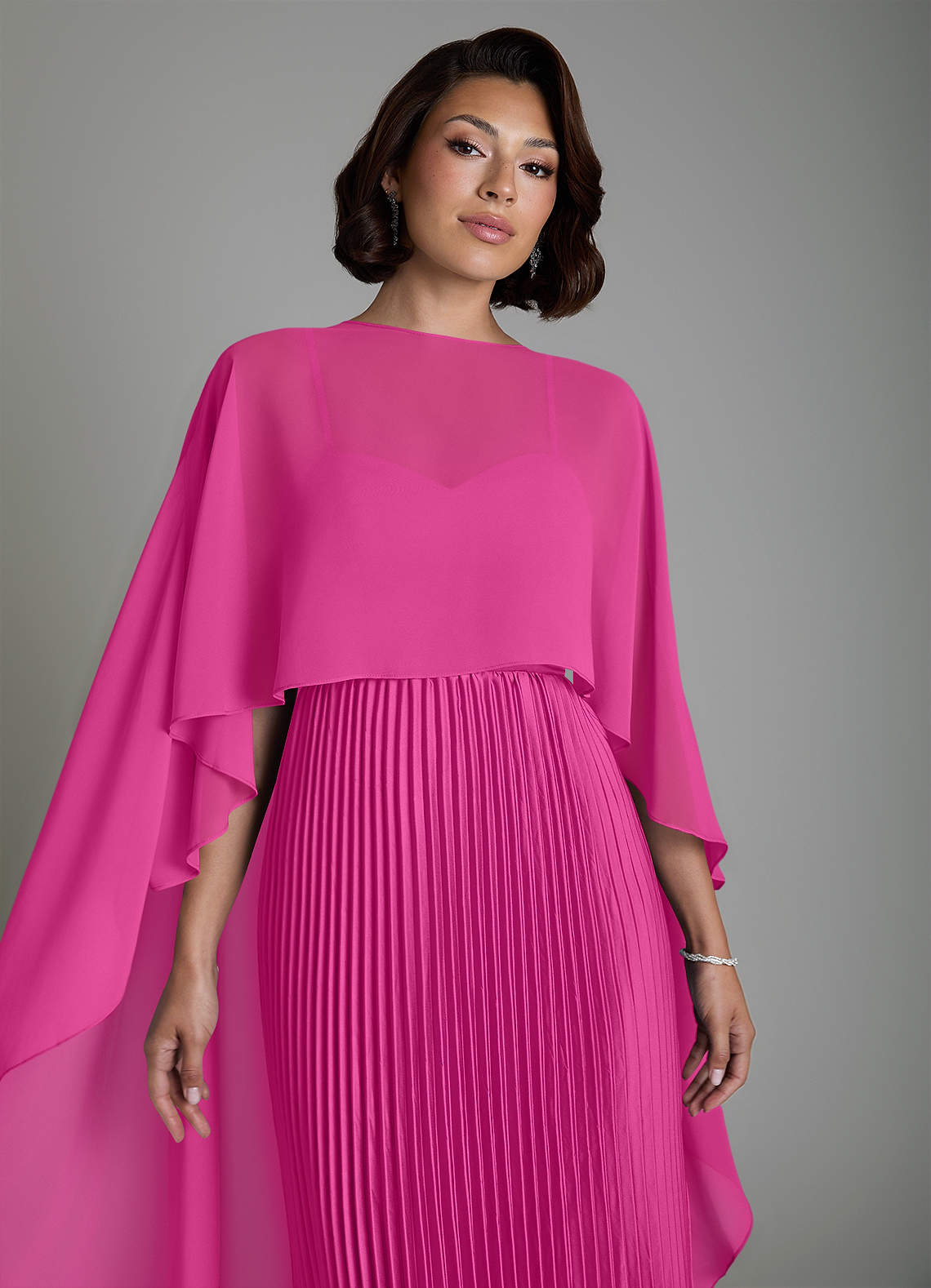 Micah A-Line Sweetheart Stretch Satin and Chiffon Bridesmaid Dress in Fuchsia
