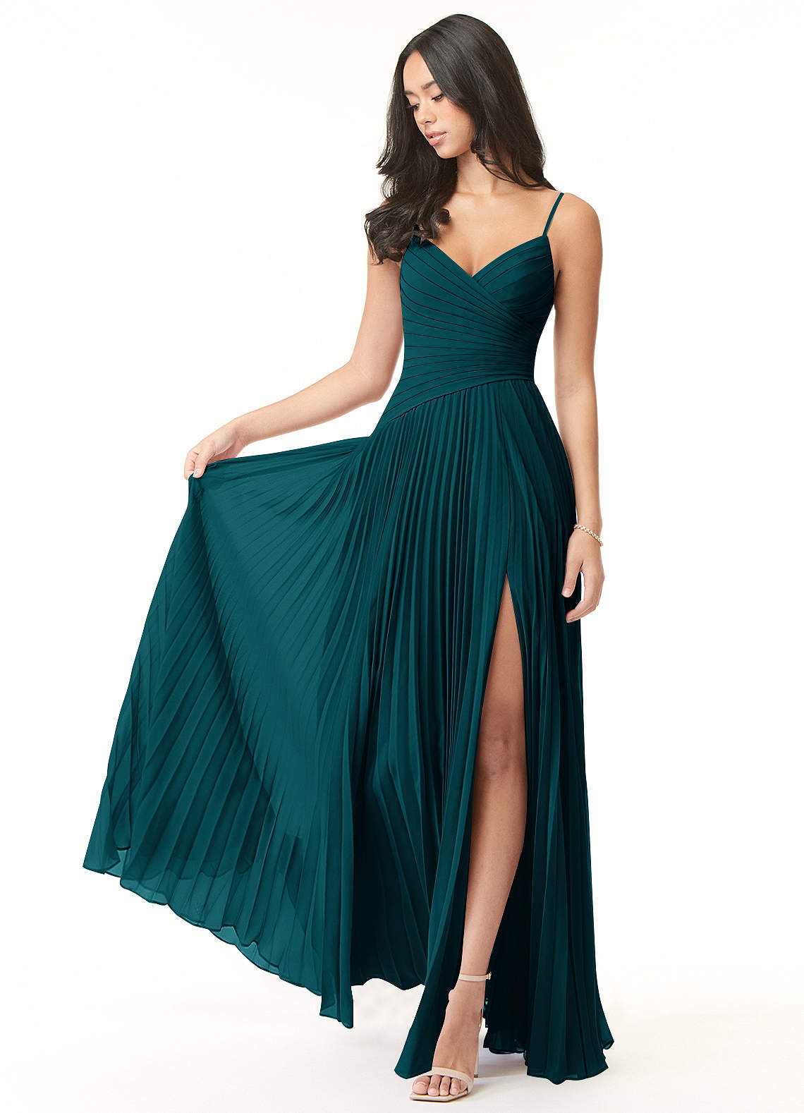 Vini A-Line V-Neck Chiffon Bridesmaid Dress in Pine