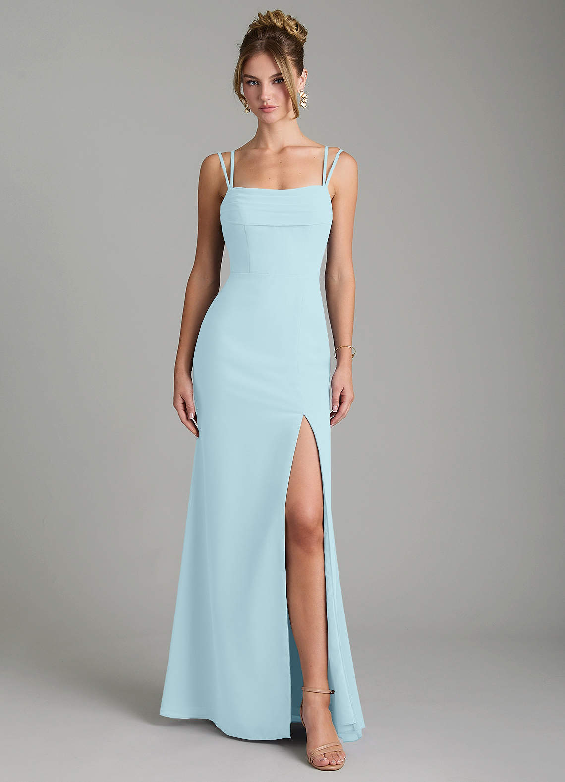 Egypt Sheath Sweetheart Chiffon Bridesmaid Dress in Cloud Blue