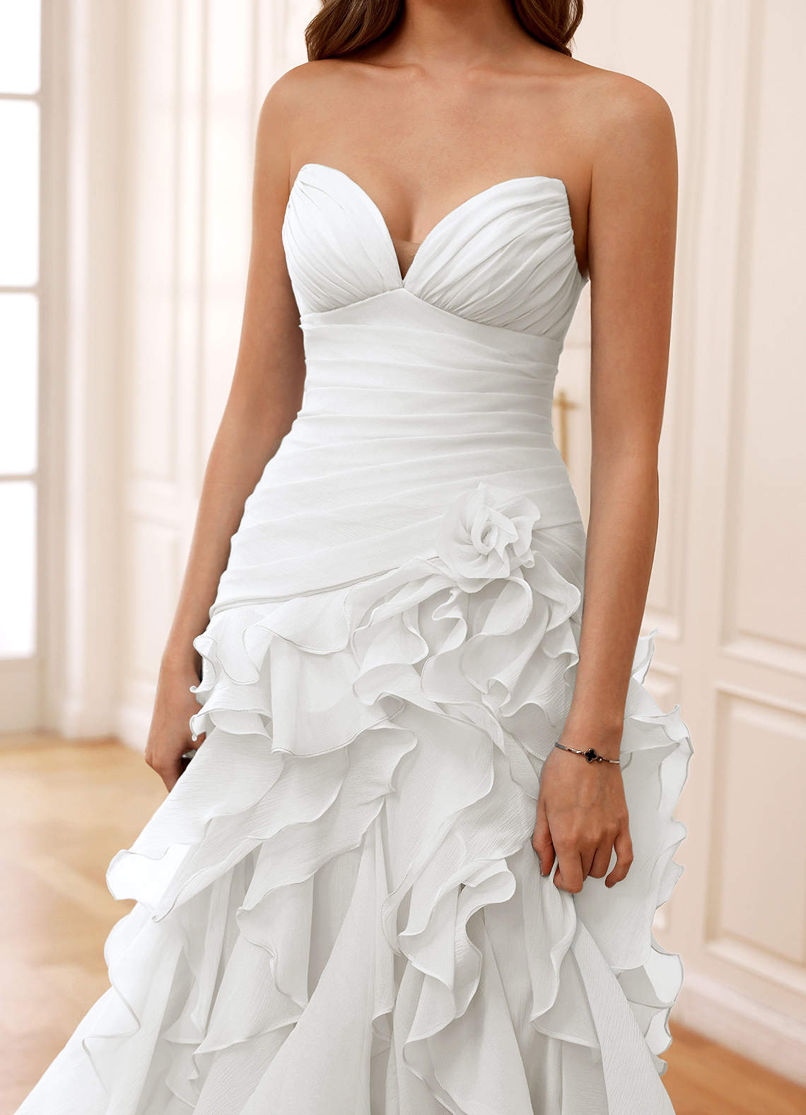Christabelle Mermaid Sweetheart Chiffon Evening Dress in White