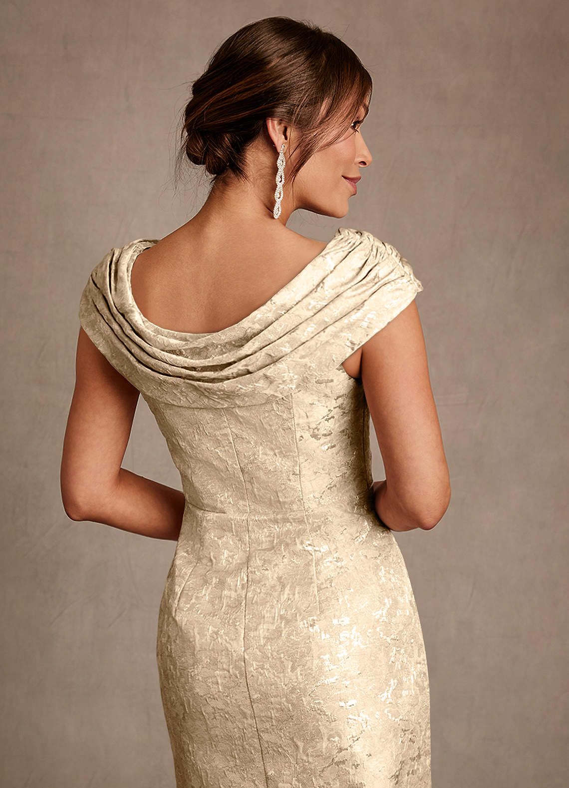 Alpine A-Line Scoop-Neck Jacquard Mother of the Bride Dress