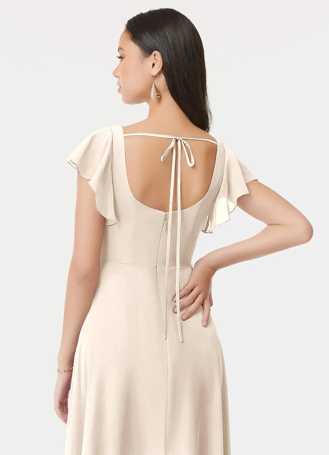 Bondi A-Line Square-Neck Chiffon Bridesmaid Dress in White Alabaster