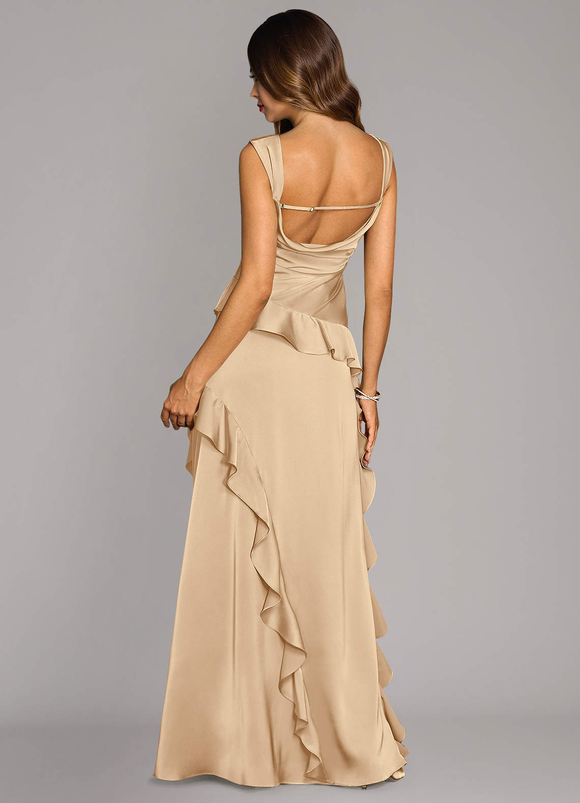 Sloane A-Line Sweetheart Stretch Satin Bridesmaid Dress in Champagne