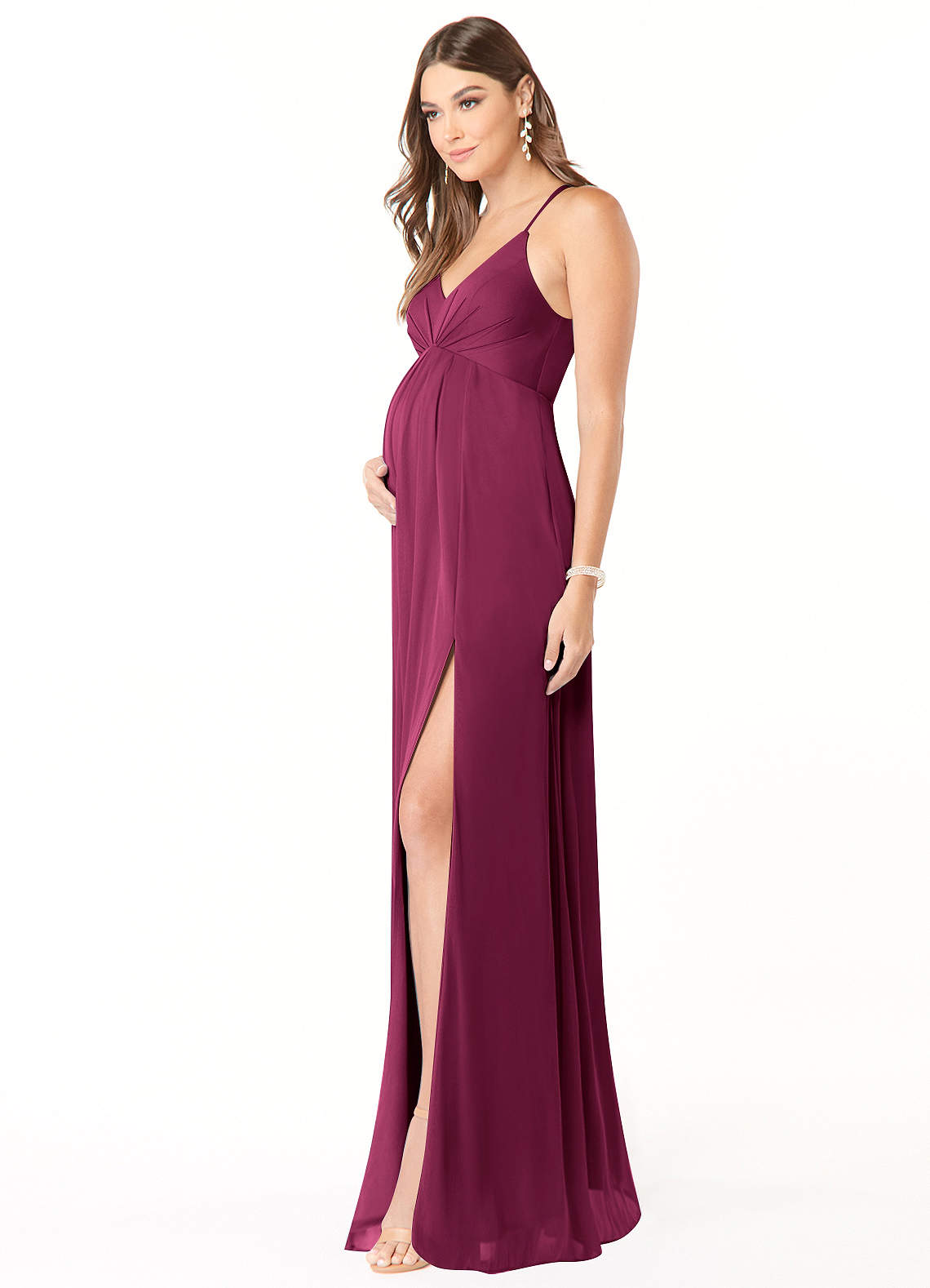 Annabelle A-Line V-Neck Mesh Bridesmaid Dress in Mulberry