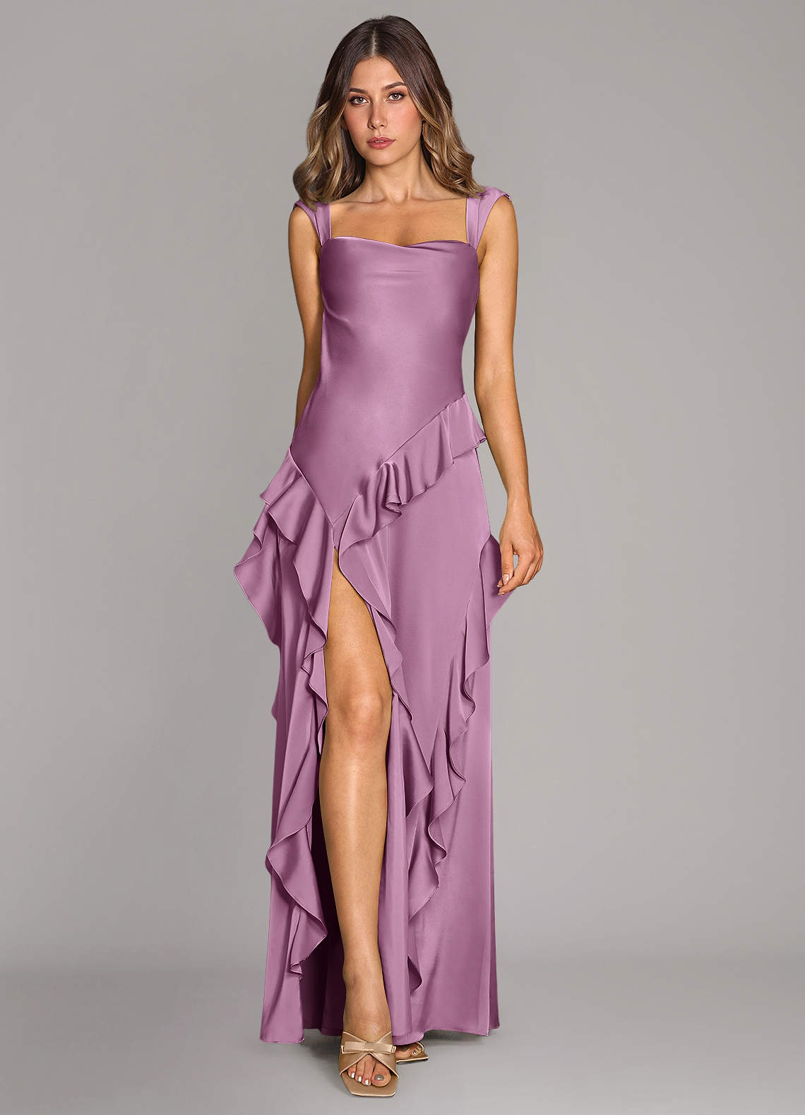 Sloane A-Line Sweetheart Stretch Satin Bridesmaid Dress in Wisteria