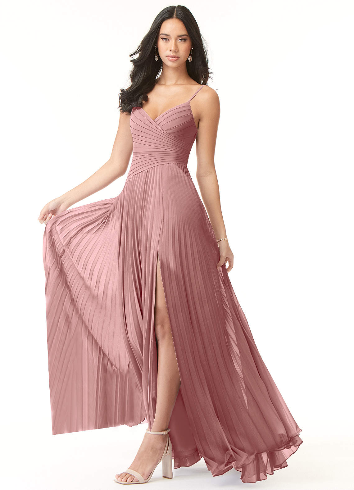 Vini A-Line V-Neck Chiffon Bridesmaid Dress in dusty rose