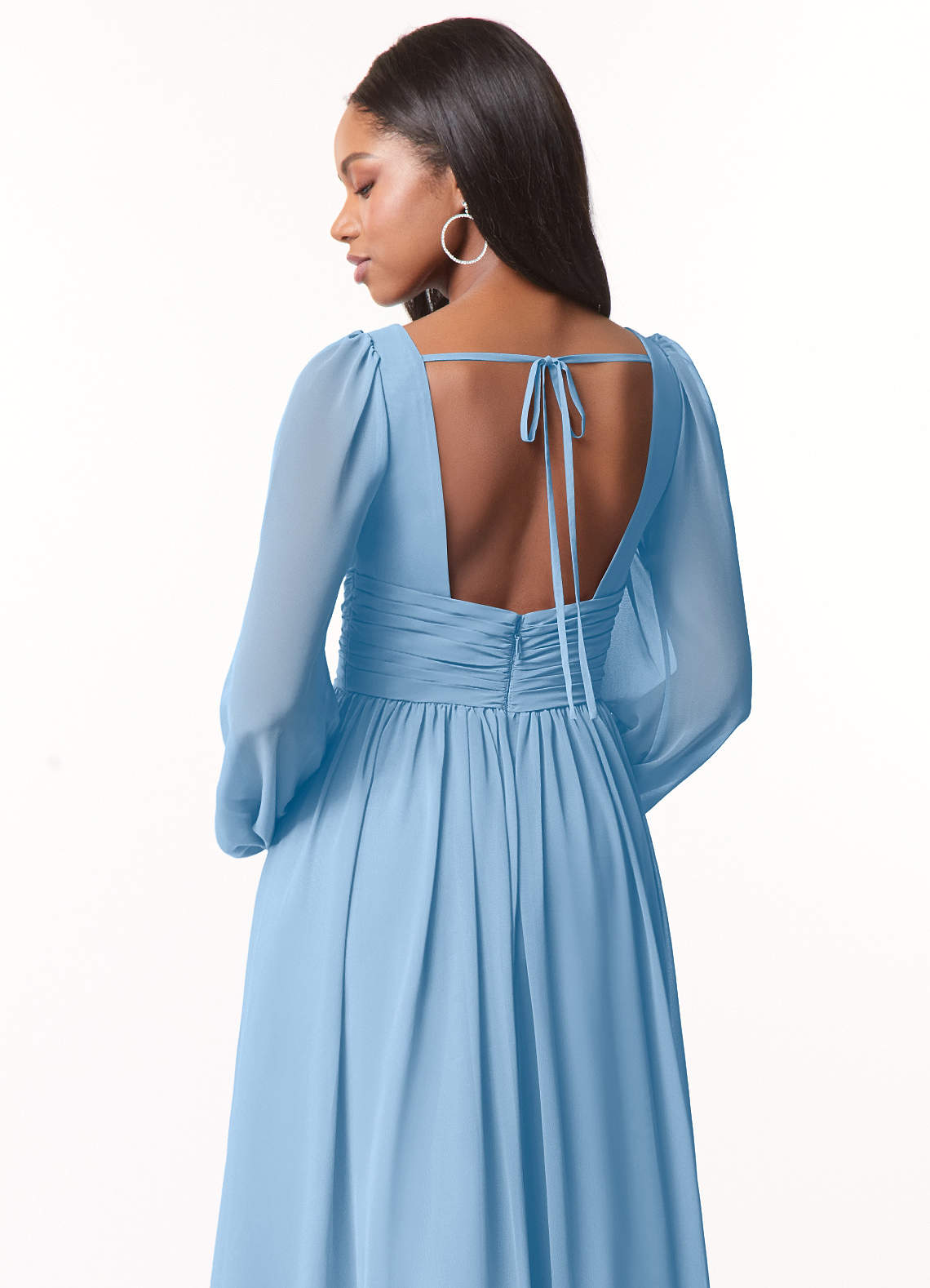 Norah A-Line V-Neck Chiffon Bridesmaid Dress in Powder Blue
