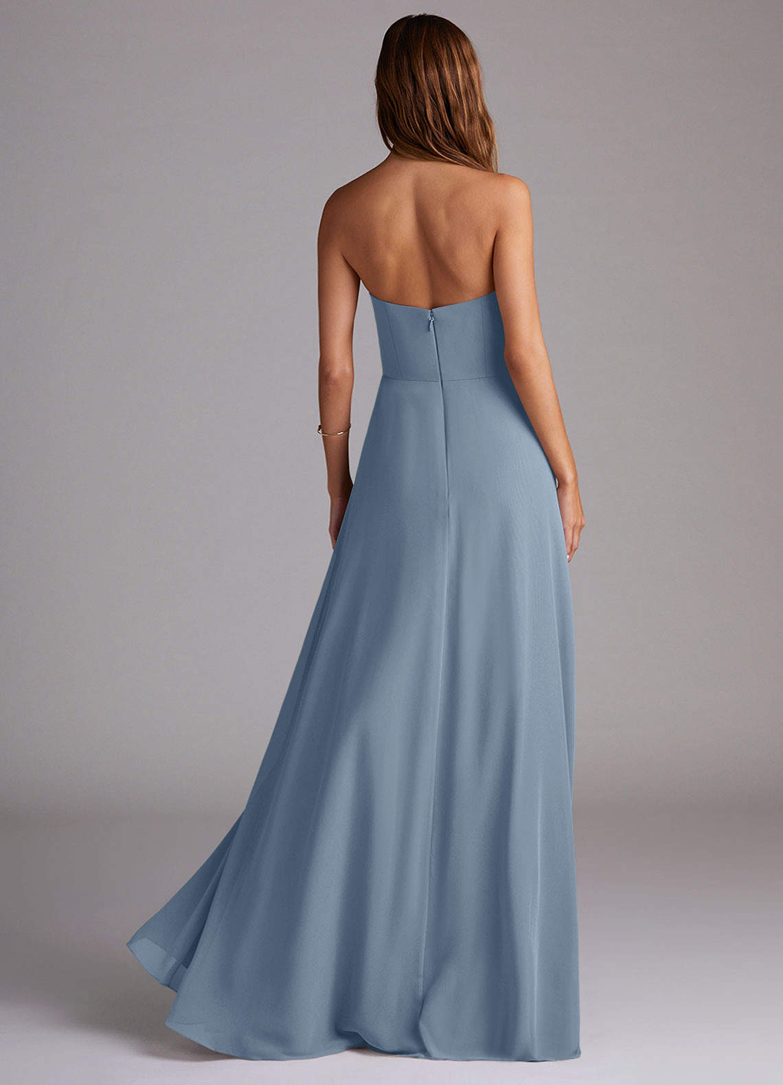 Wren A-Line Straight-Neck Chiffon Bridesmaid Dress in dusty blue