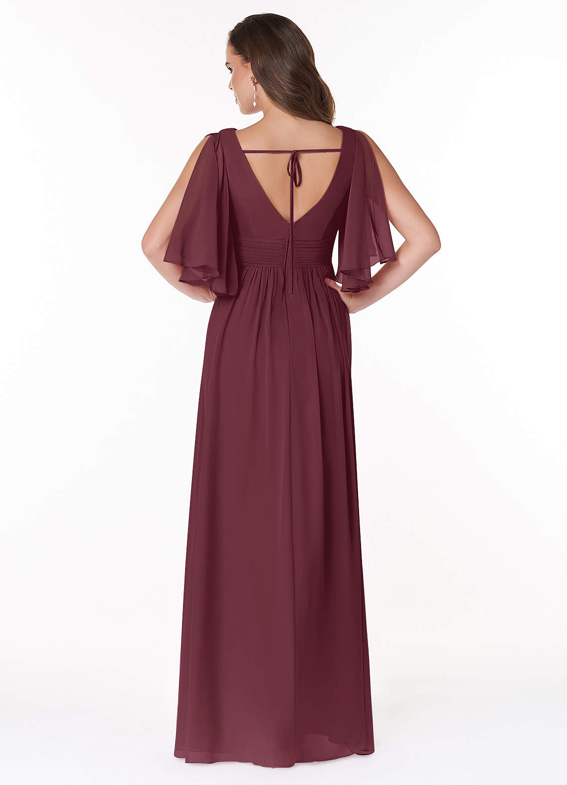 Temeka A-Line V-Neck Chiffon Bridesmaid Dress in Cabernet