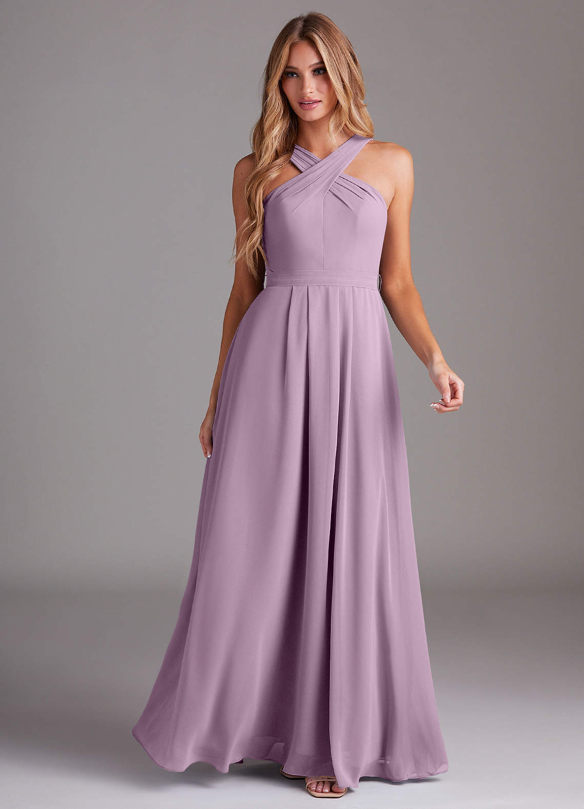Dixie A-Line Halter Chiffon Bridesmaid Dress in Wisteria